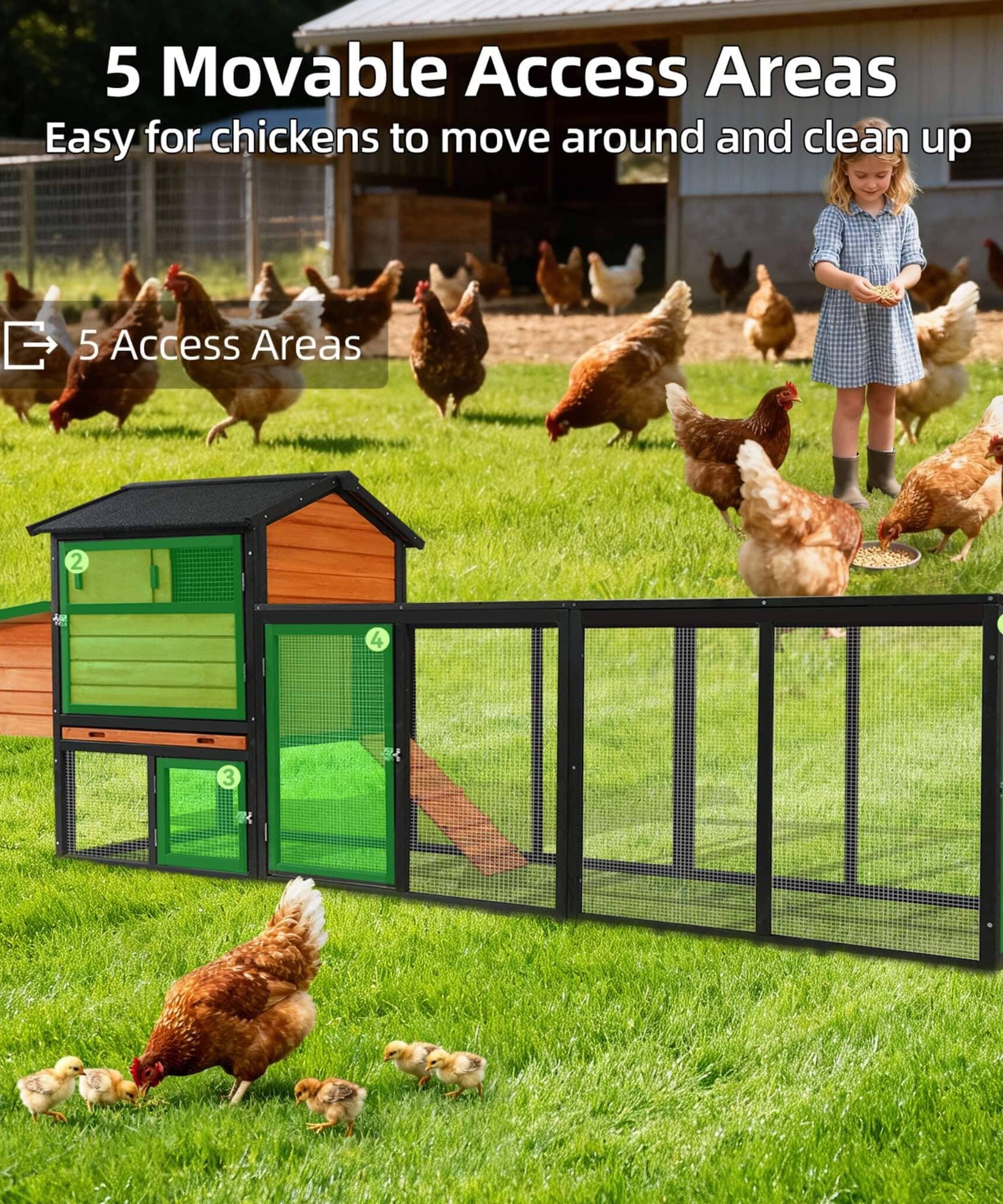 Large 114-Inch Outdoor Wooden Chicken Coop With Run And Nesting Box (SAK83516)