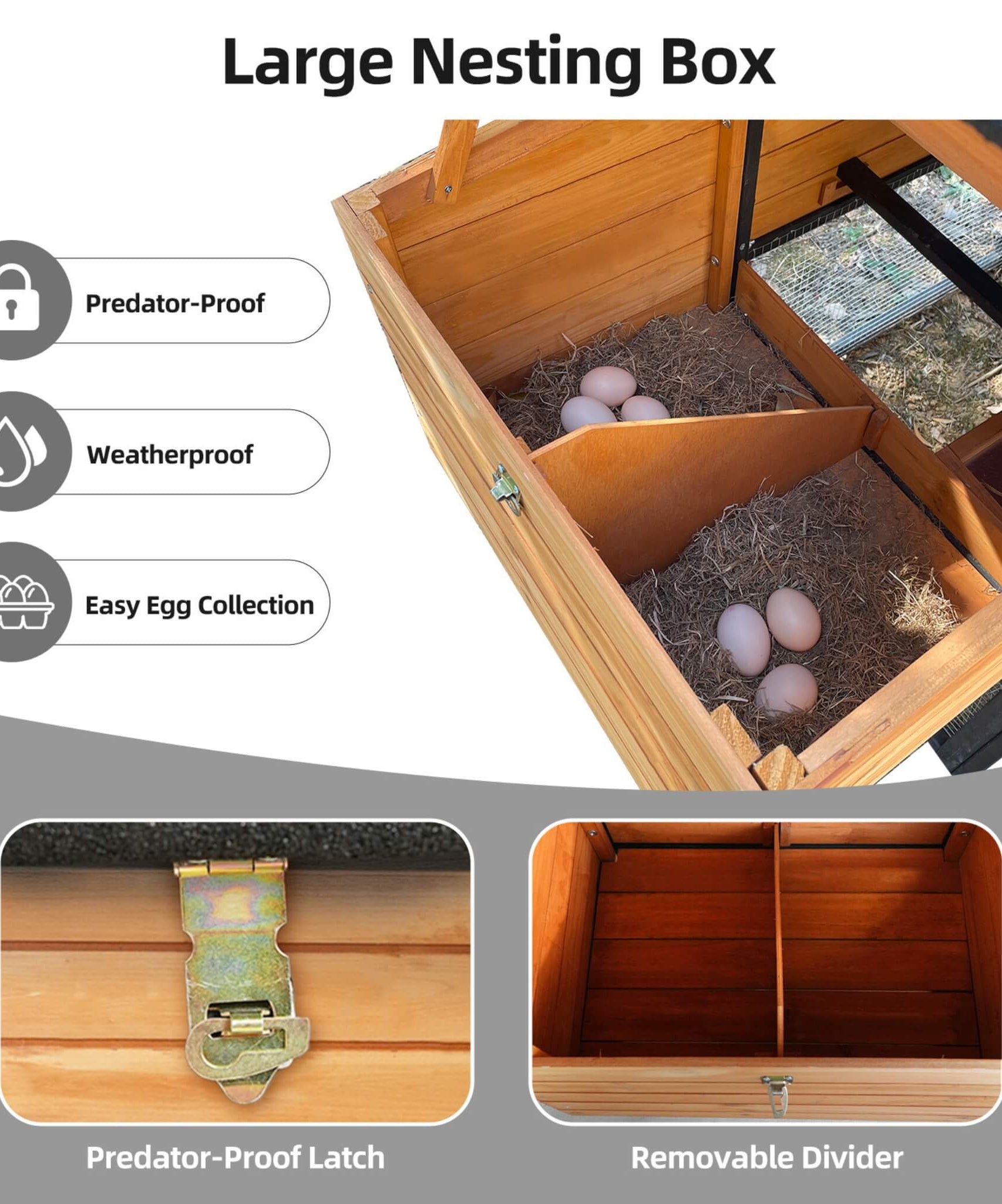 Large 114-Inch Outdoor Wooden Chicken Coop With Run And Nesting Box (SAK83516)