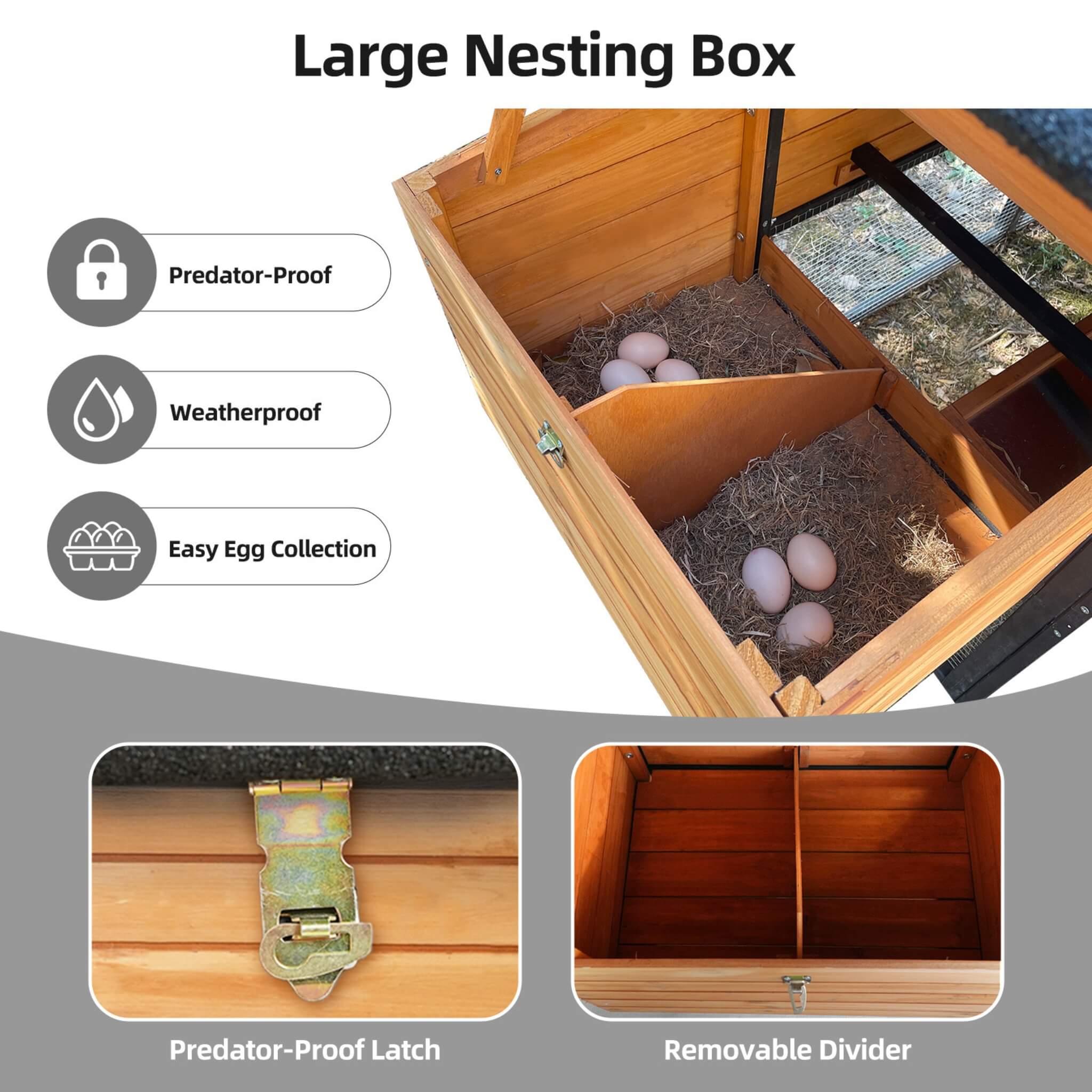 Large 114-Inch Outdoor Wooden Chicken Coop With Run And Nesting Box (SAK83516)