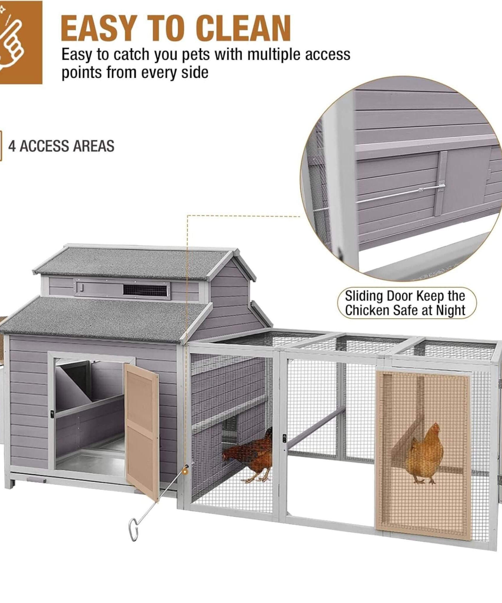 Large 115-Inch Portable Chicken Coop With Run And Nesting Boxes [8-10 Chickens] (SAK18263)