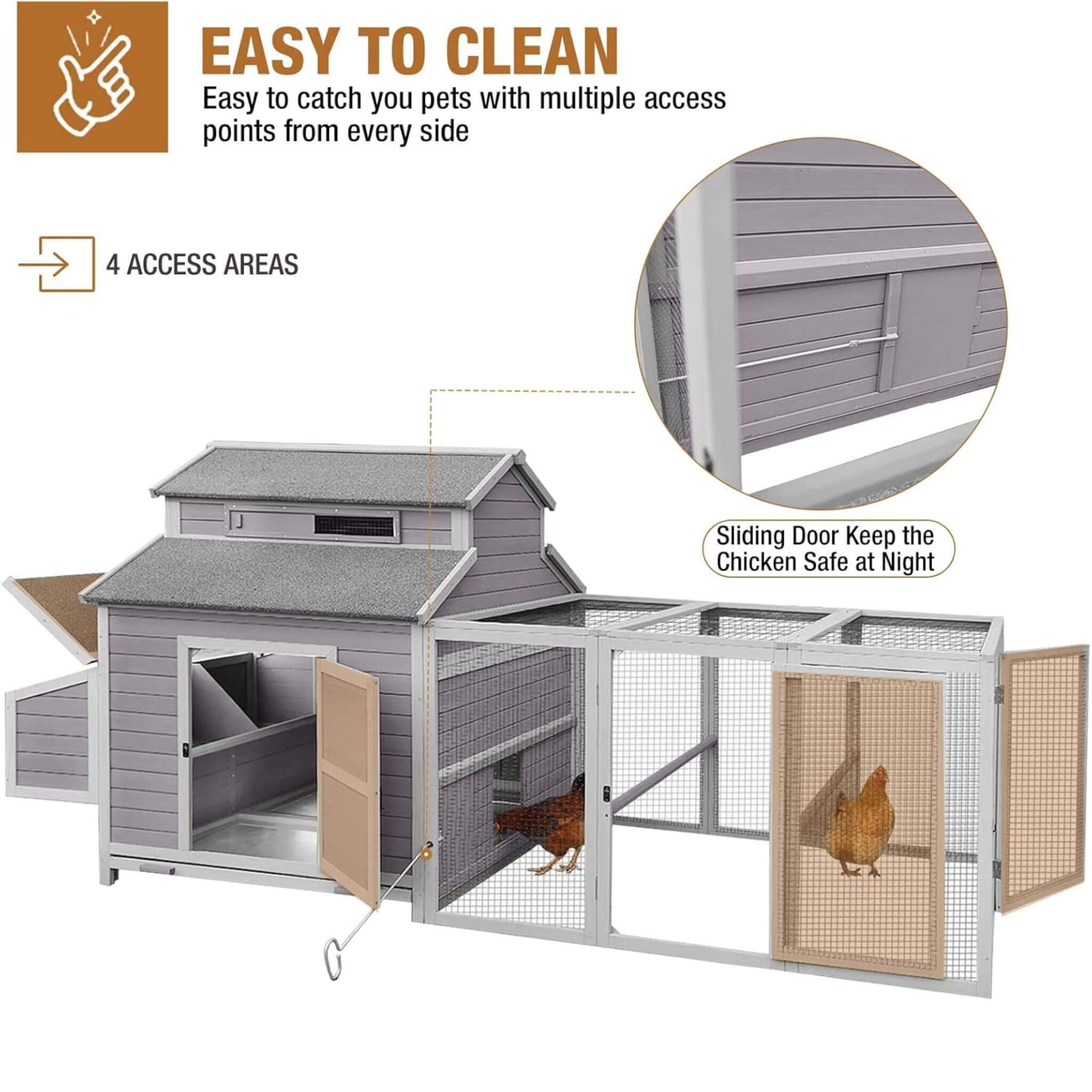 Large 115-Inch Portable Chicken Coop With Run And Nesting Boxes [8-10 Chickens] (SAK18263)