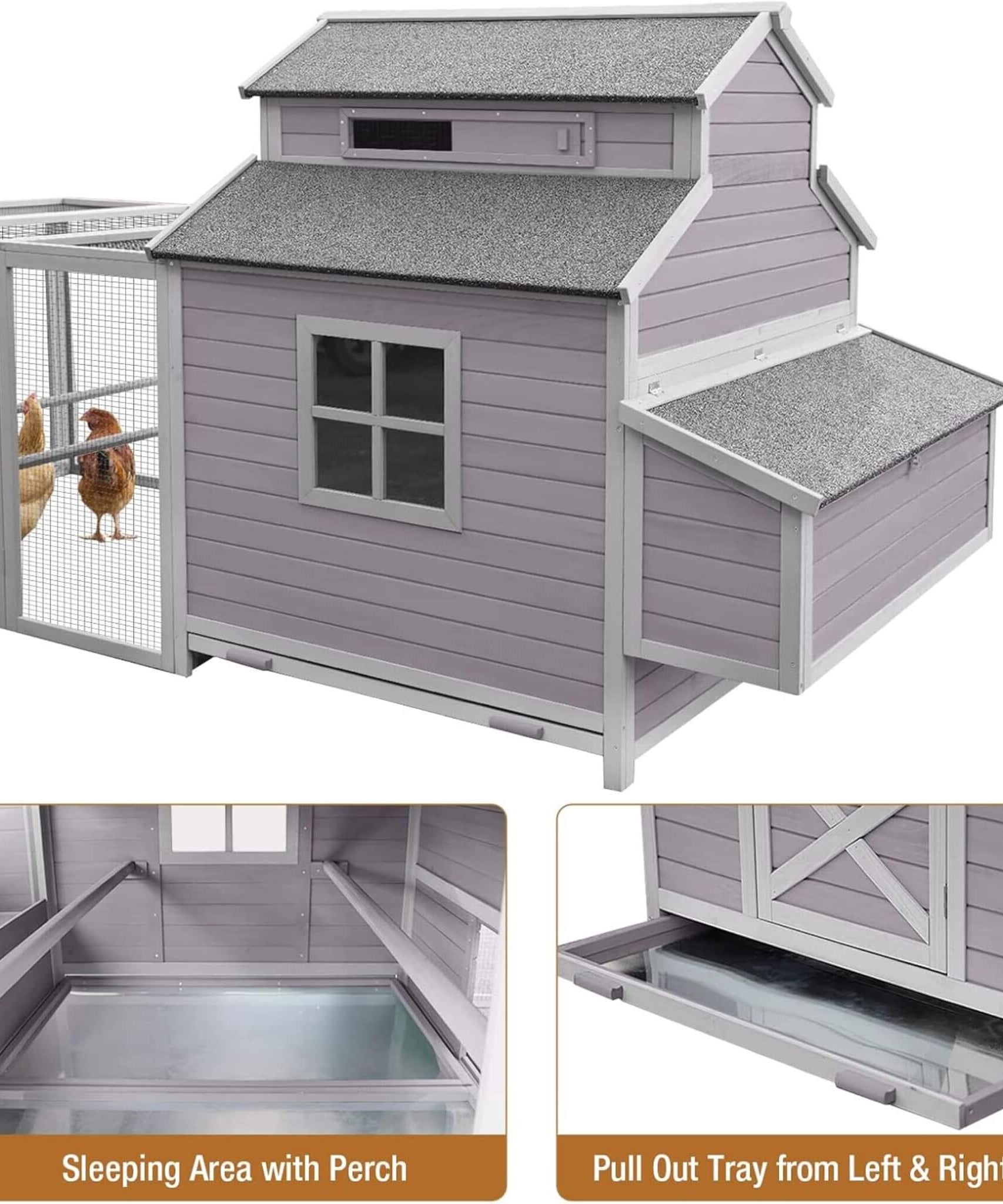 Large 115-Inch Portable Chicken Coop With Run And Nesting Boxes [8-10 Chickens] (SAK18263)