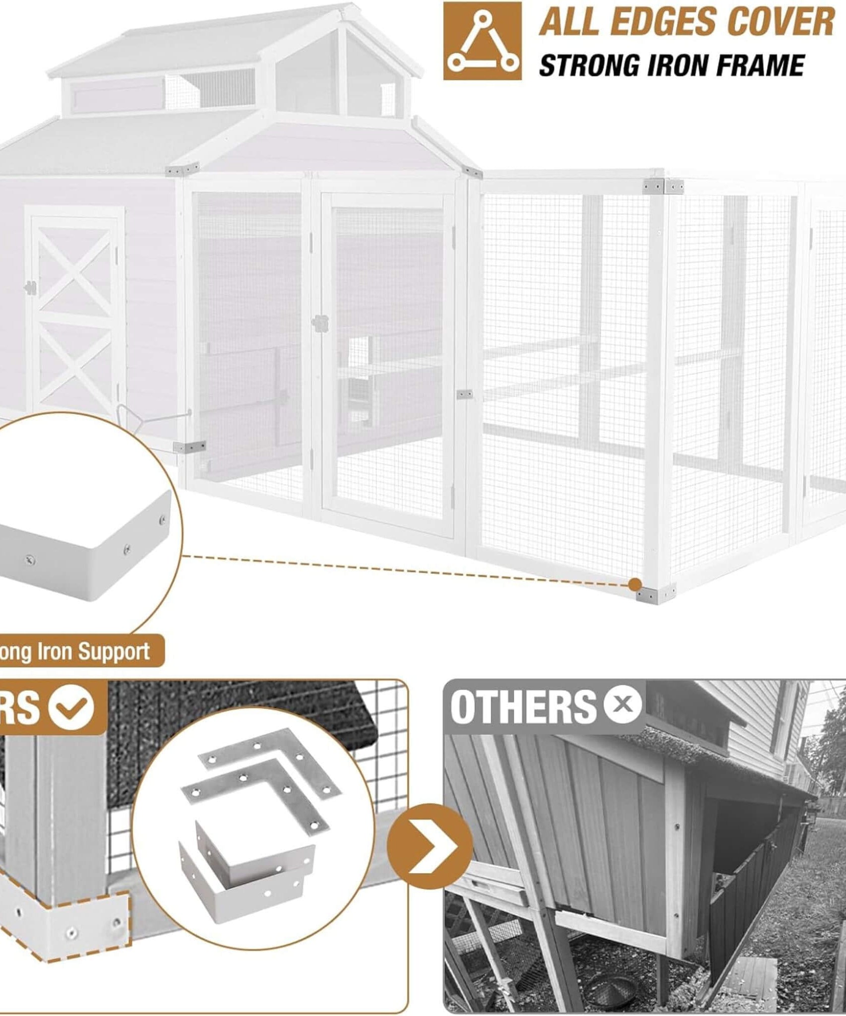 Large 115-Inch Portable Chicken Coop With Run And Nesting Boxes [8-10 Chickens] (SAK18263)