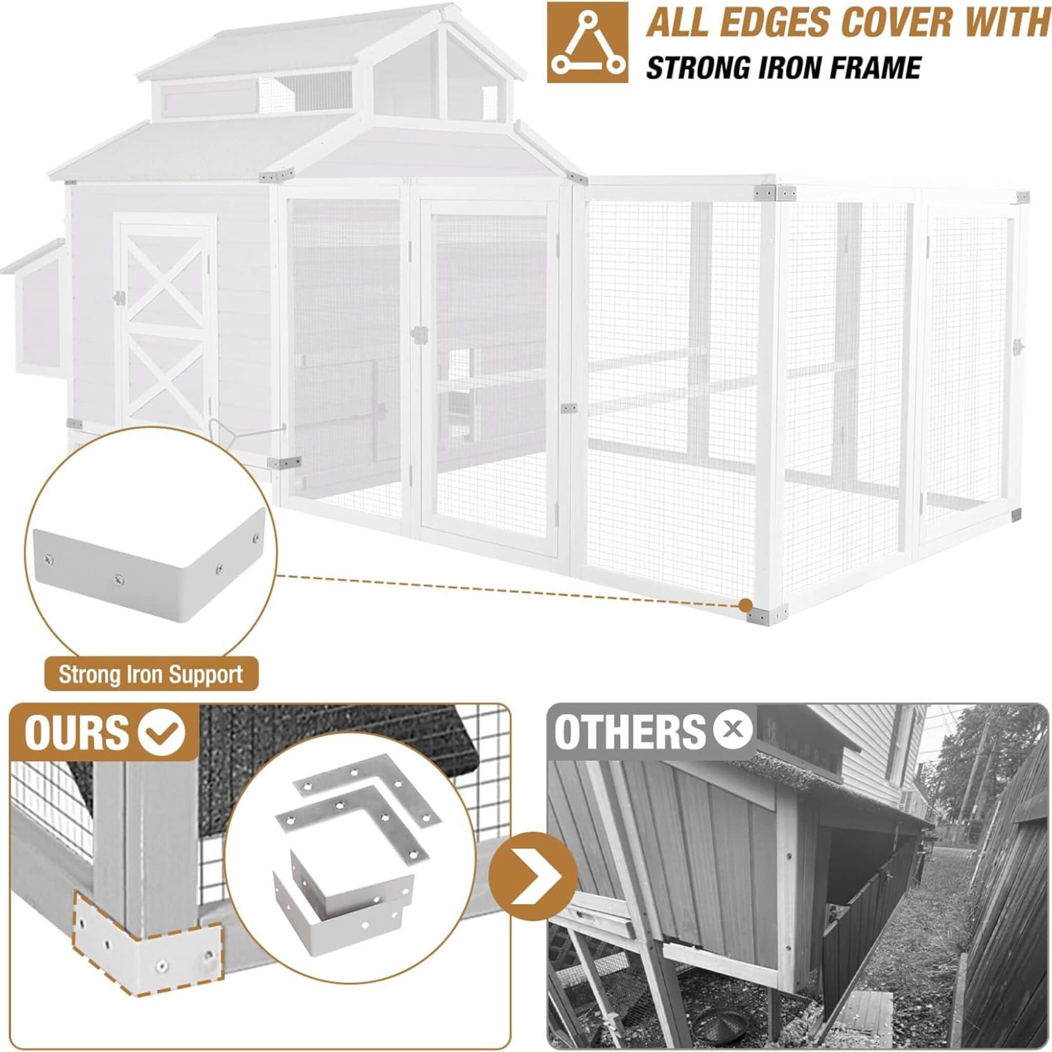 Large 115-Inch Portable Chicken Coop With Run And Nesting Boxes [8-10 Chickens] (SAK18263)
