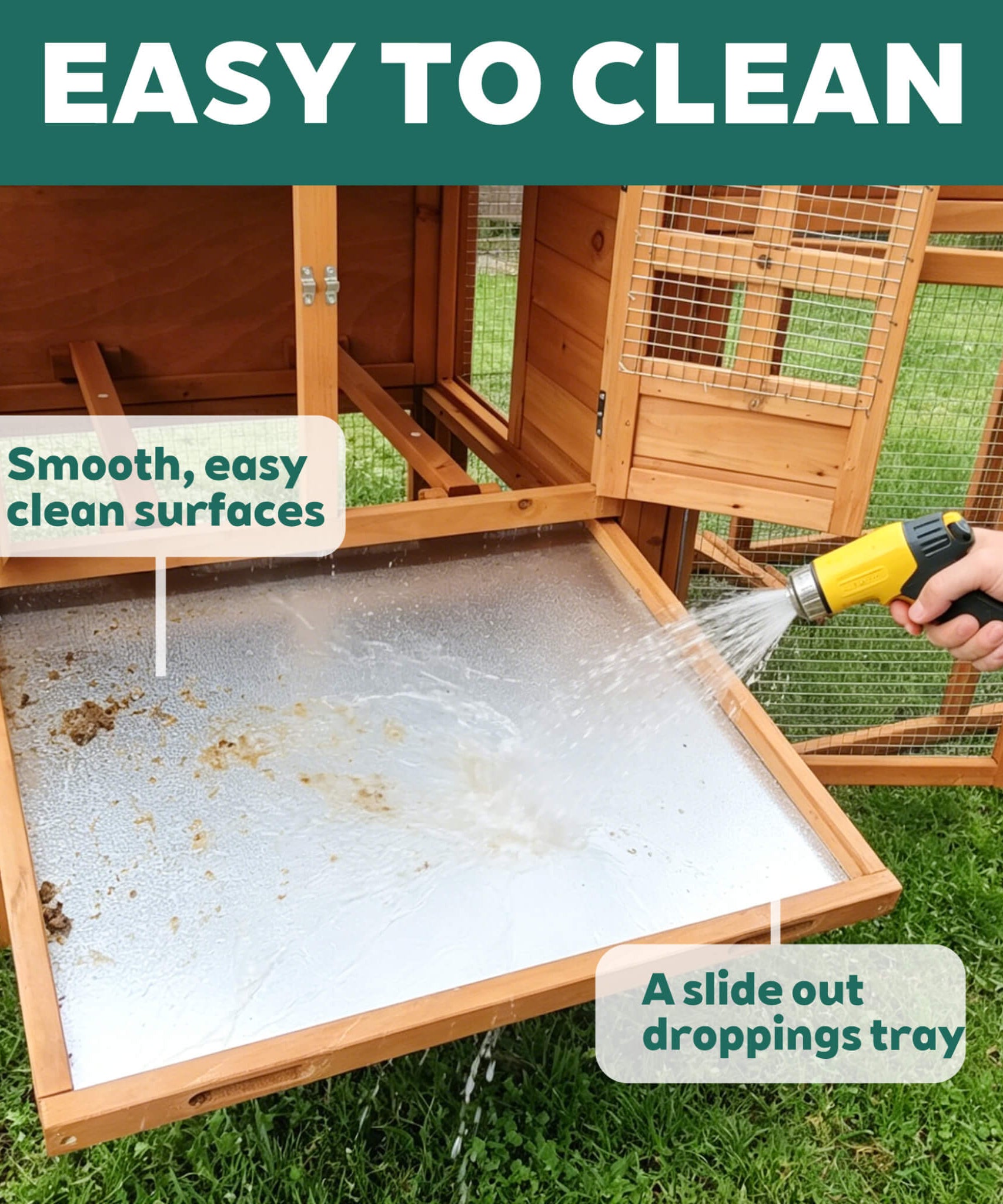 Large 122-Inch Chicken Coop With Run, Nest Box & Removable Tray For 4-6 Hens (SAK19542)