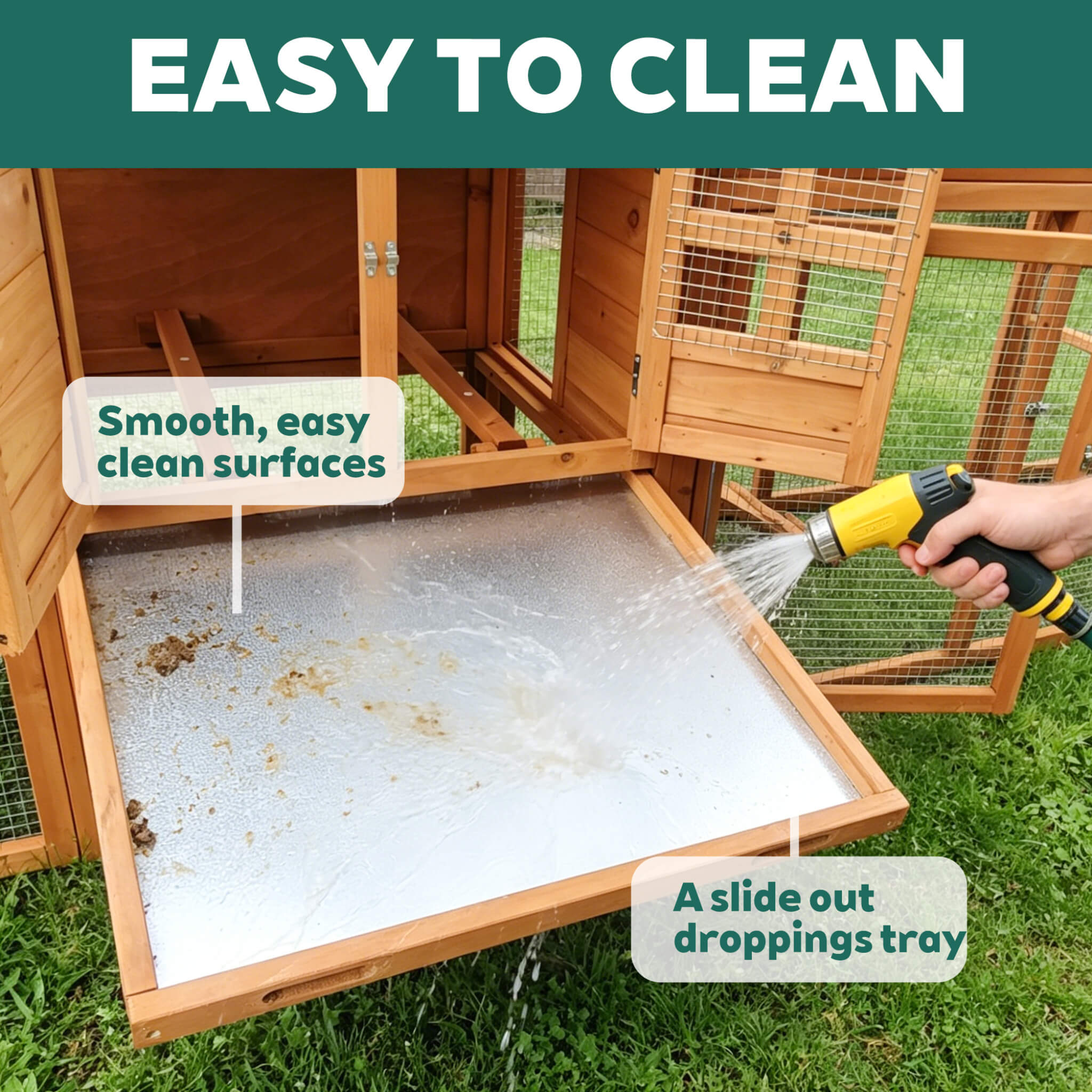 Large 122-Inch Chicken Coop With Run, Nest Box & Removable Tray For 4-6 Hens (SAK19542)