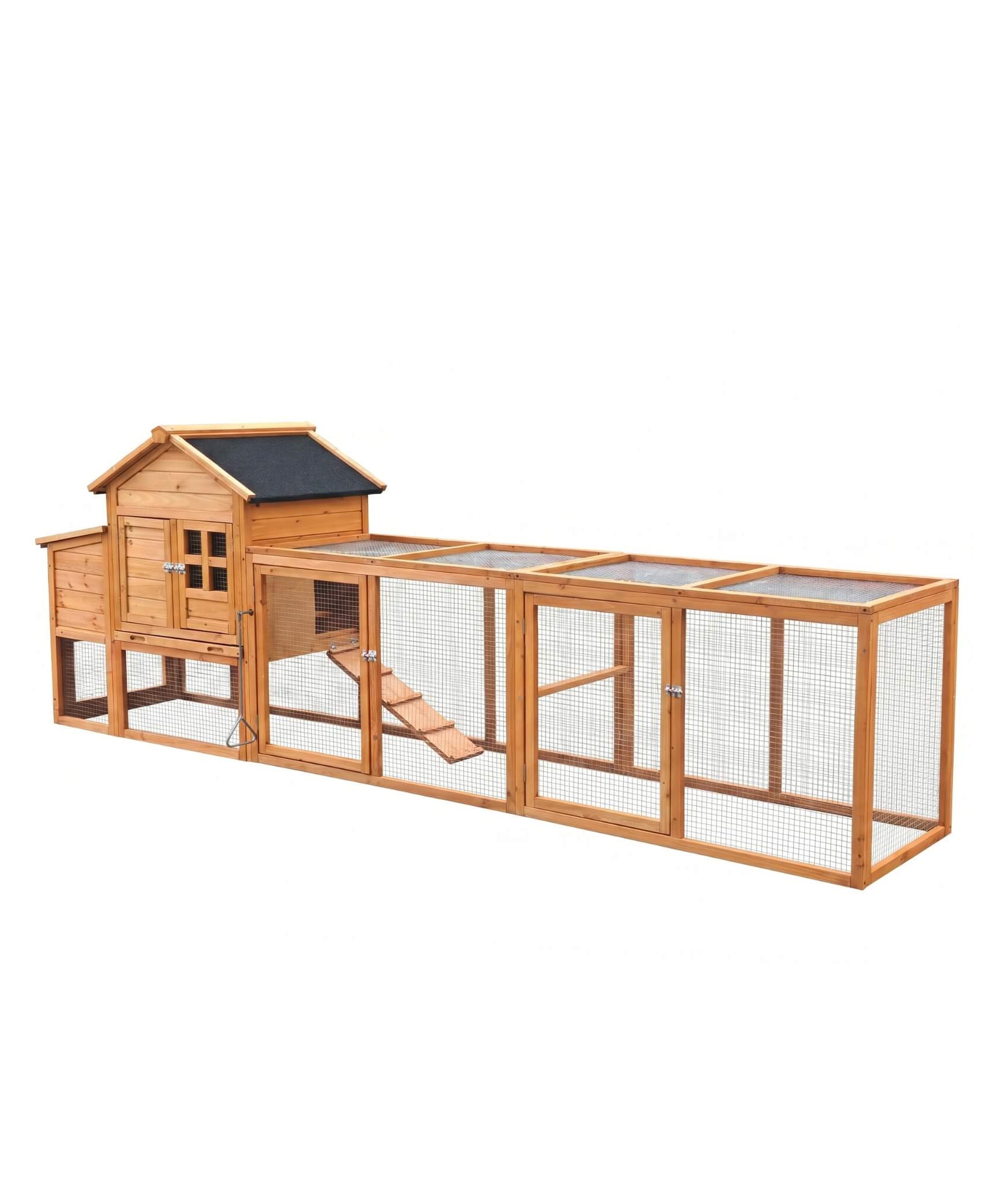 Large 122-Inch Chicken Coop With Run, Nest Box & Removable Tray For 4-6 Hens (SAK19542)