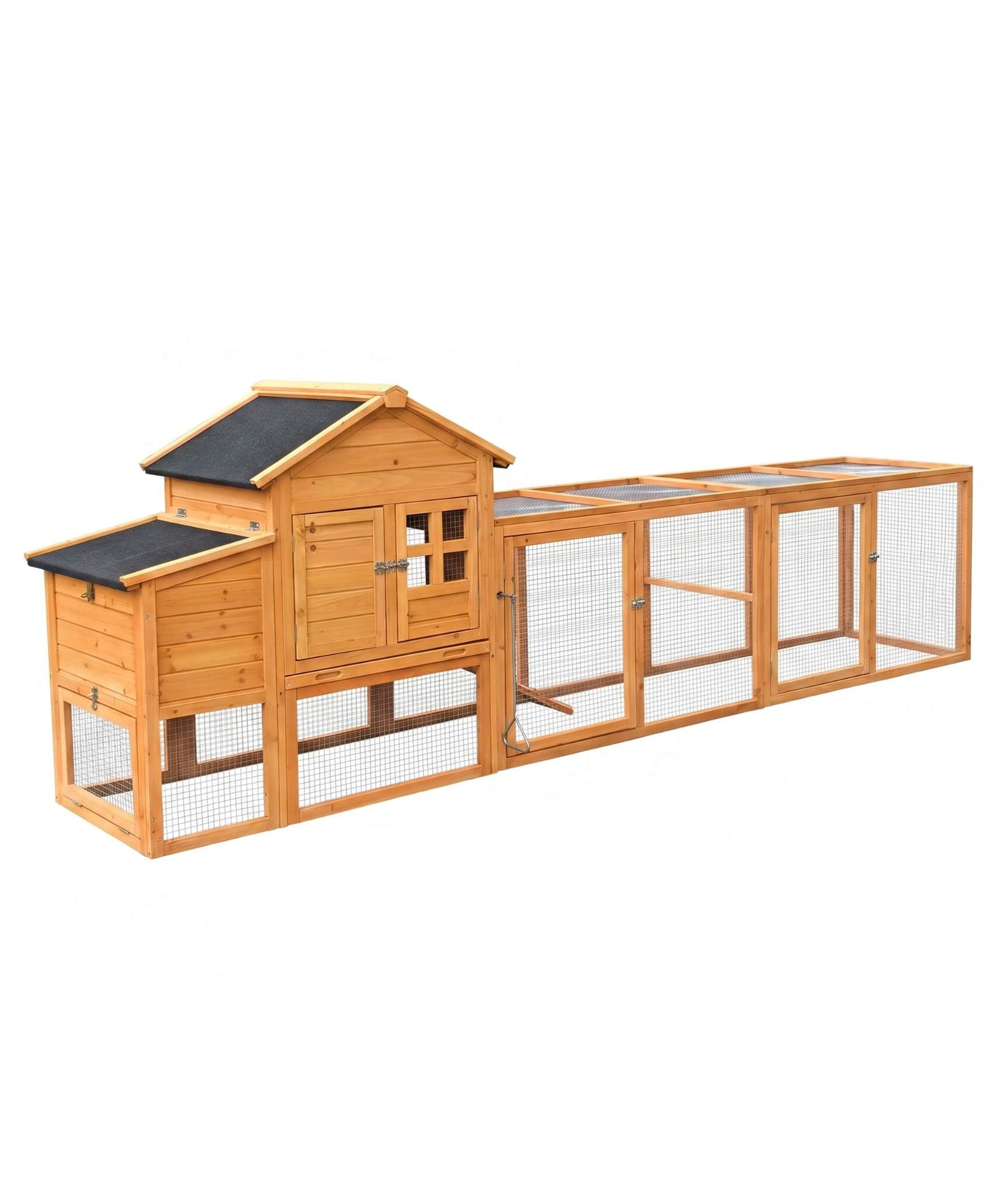 Large 122-Inch Chicken Coop With Run, Nest Box & Removable Tray For 4-6 Hens (SAK19542)