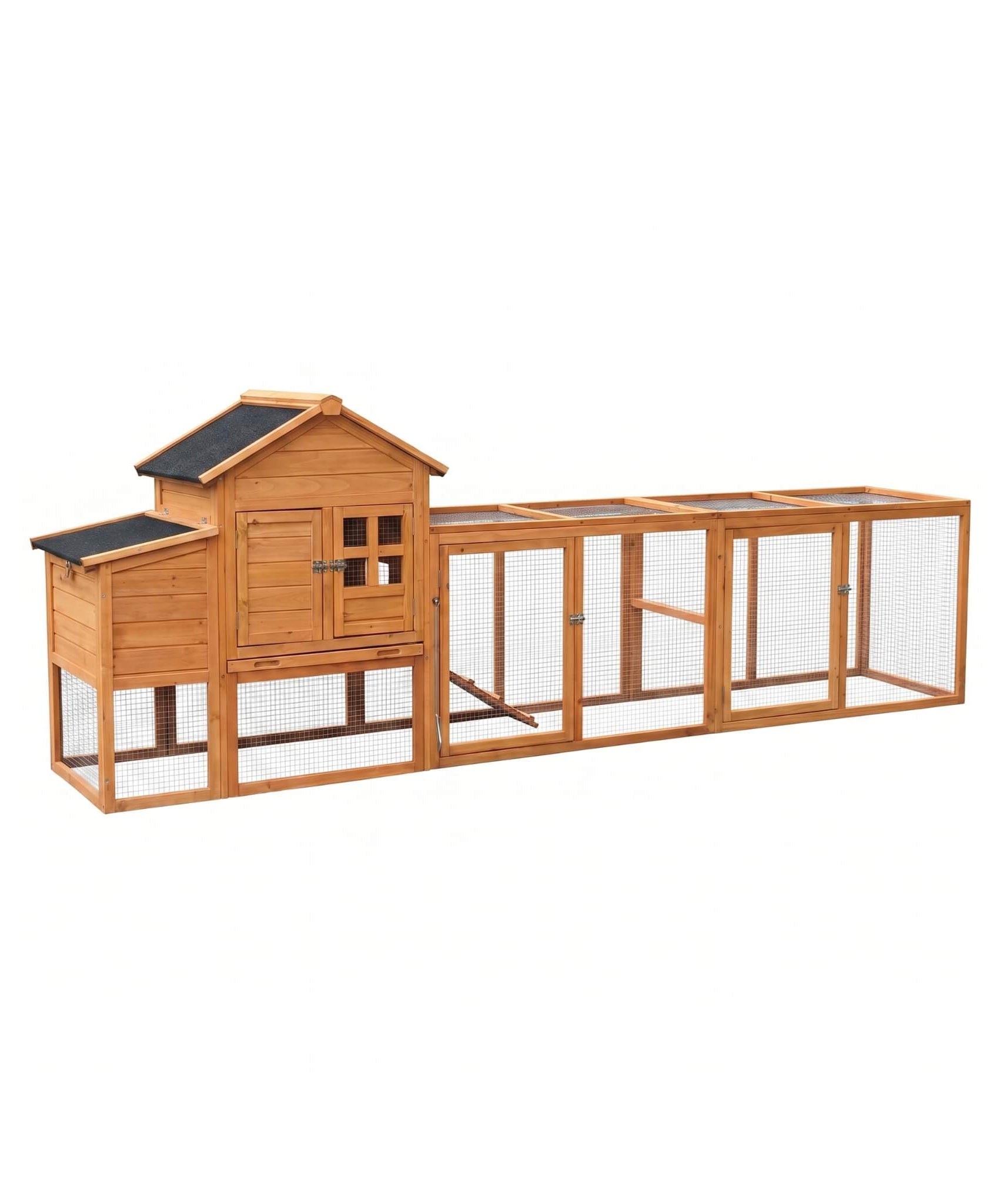 Large 122-Inch Chicken Coop With Run, Nest Box & Removable Tray For 4-6 Hens (SAK19542)