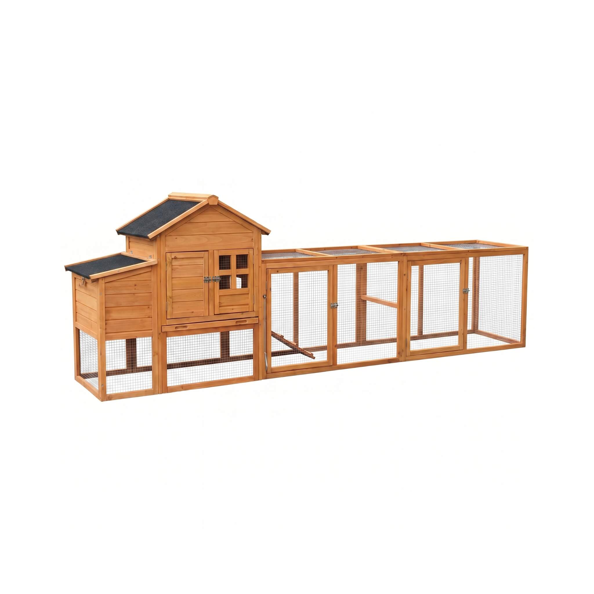 Large 122-Inch Chicken Coop With Run, Nest Box & Removable Tray For 4-6 Hens (SAK19542)