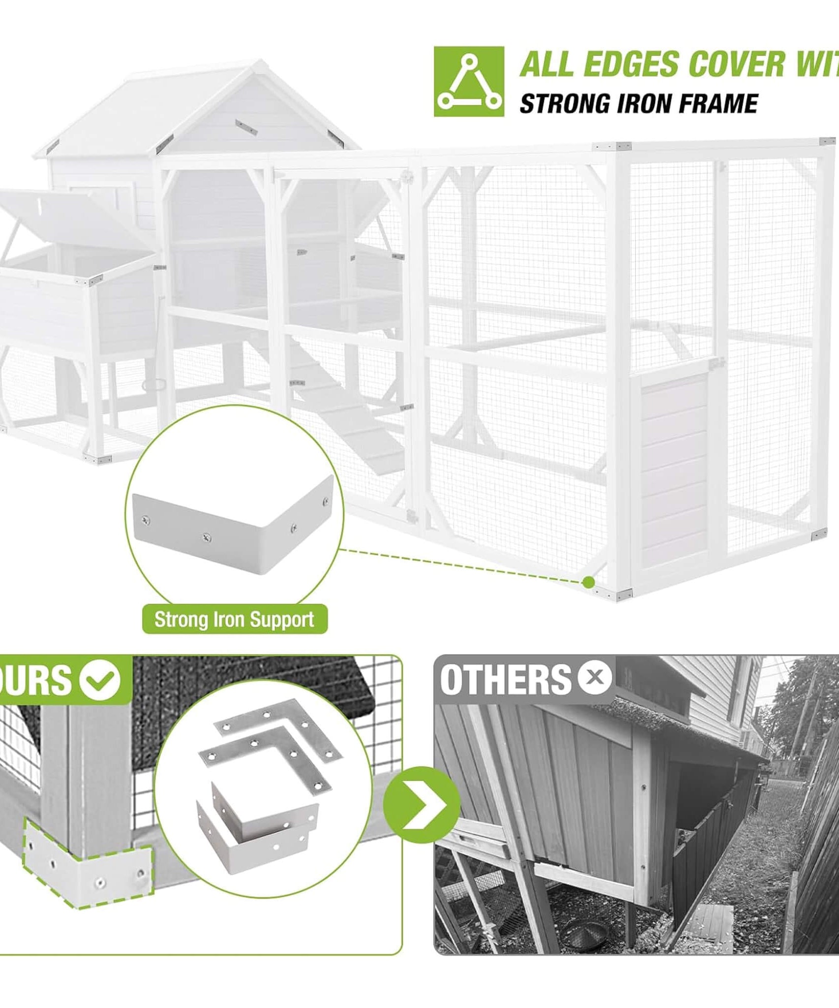 Large 137-Inch Wooden Chicken Coop With Run And 6 Nesting Boxes [10-15 Chickens] (SAK96430)