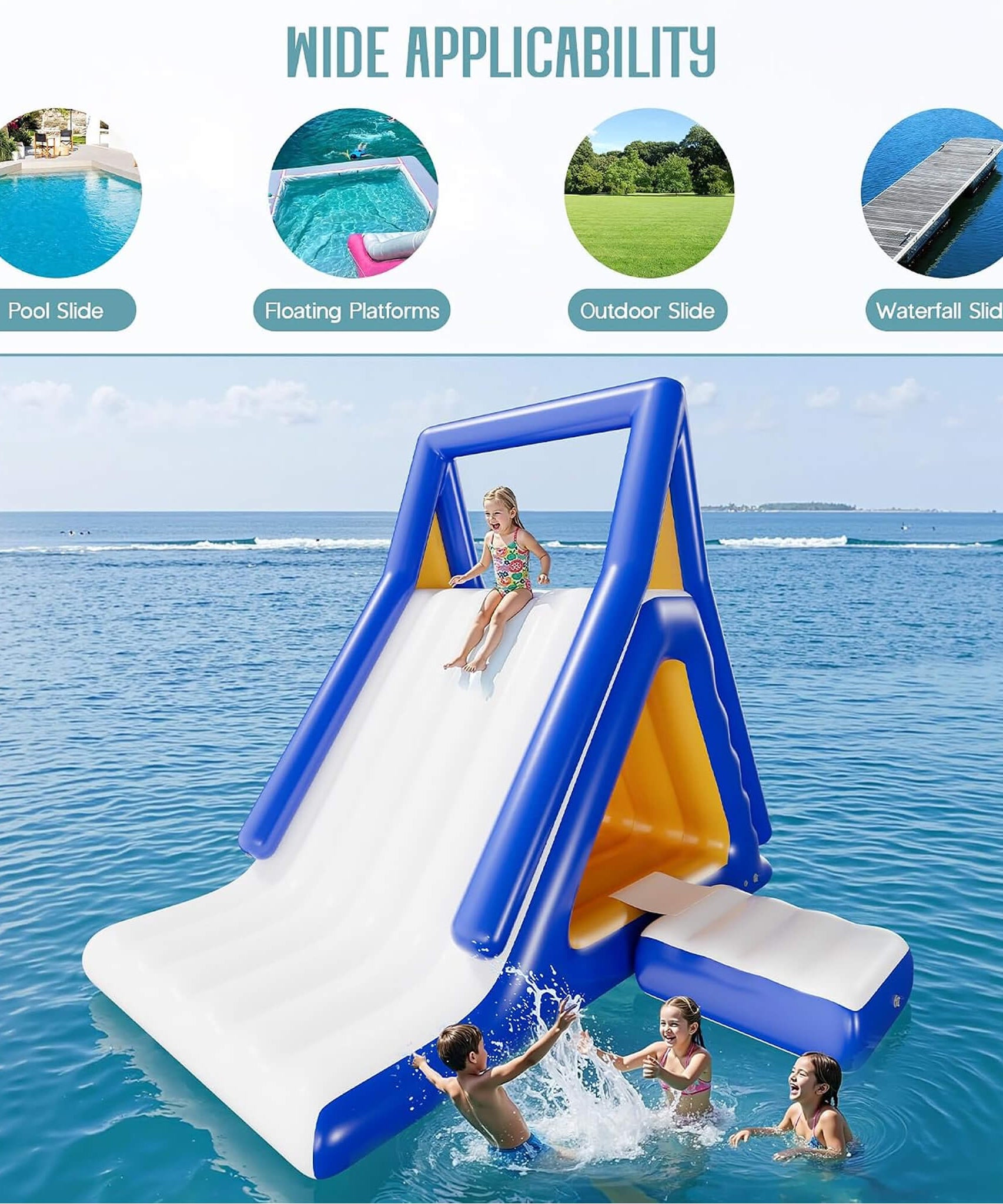 Large 15FT Commercial Inflatable Water Slide With Climbing Handle (SAK98314)
