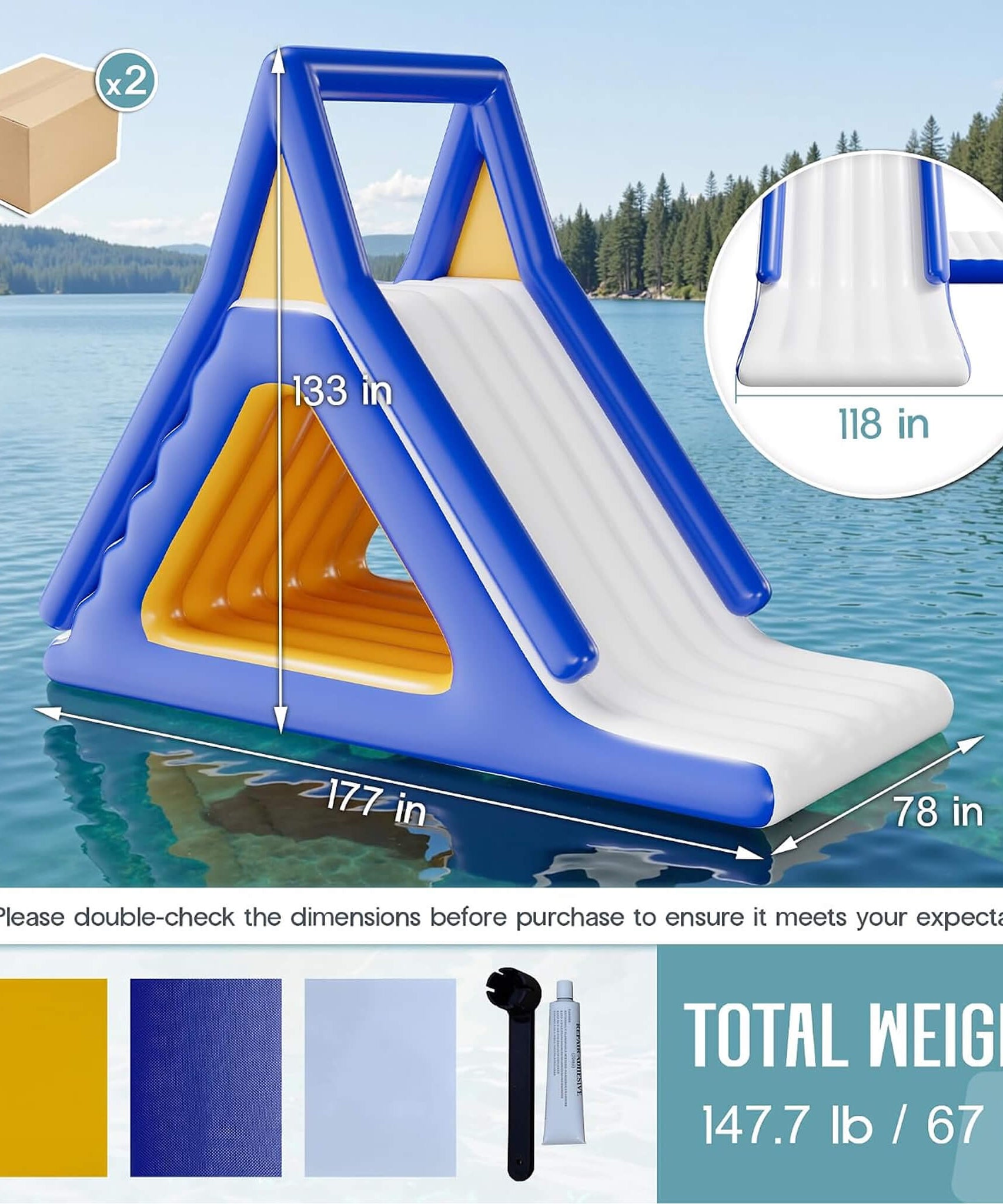 Large 15FT Commercial Inflatable Water Slide With Climbing Handle (SAK98314)