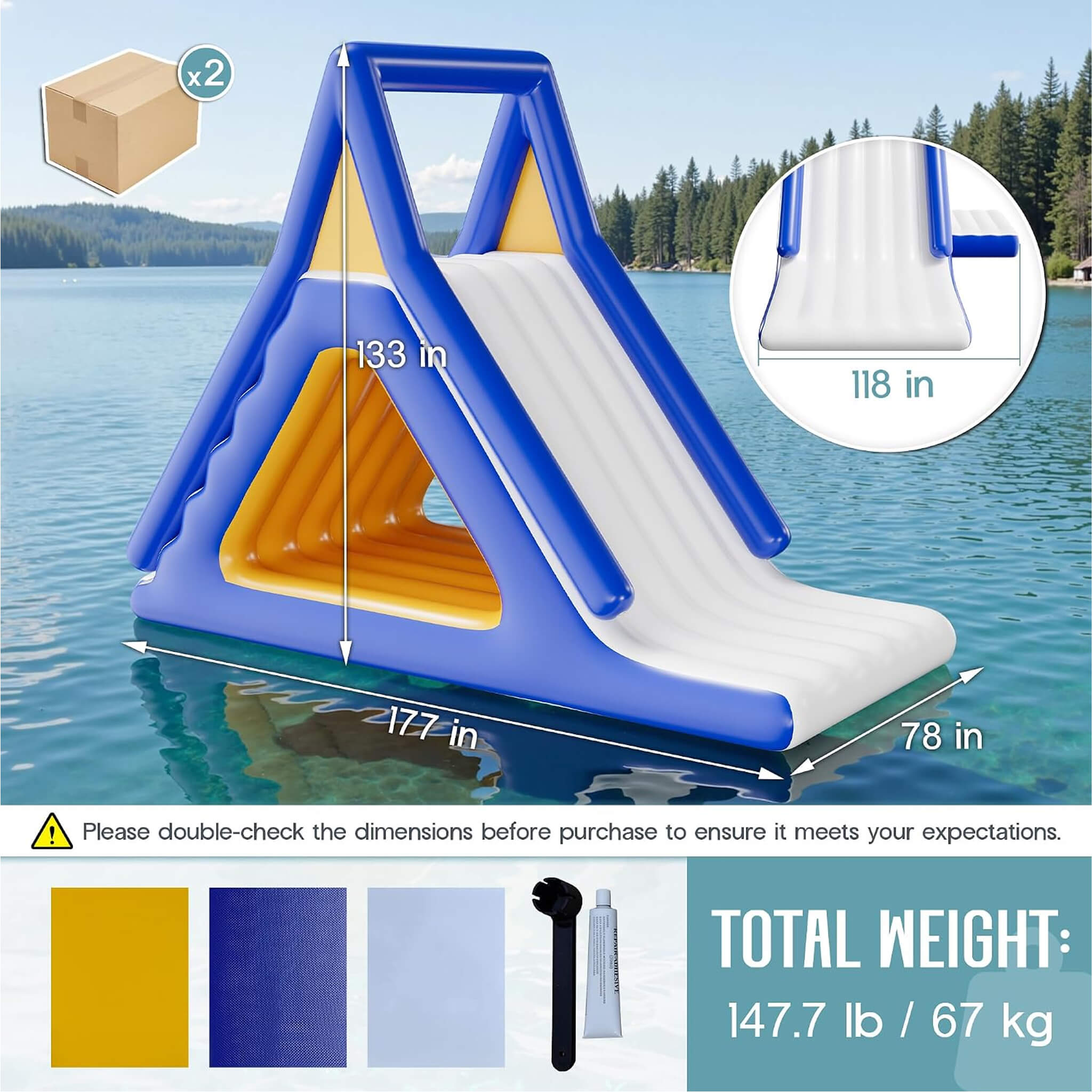 Large 15FT Commercial Inflatable Water Slide With Climbing Handle (SAK98314)