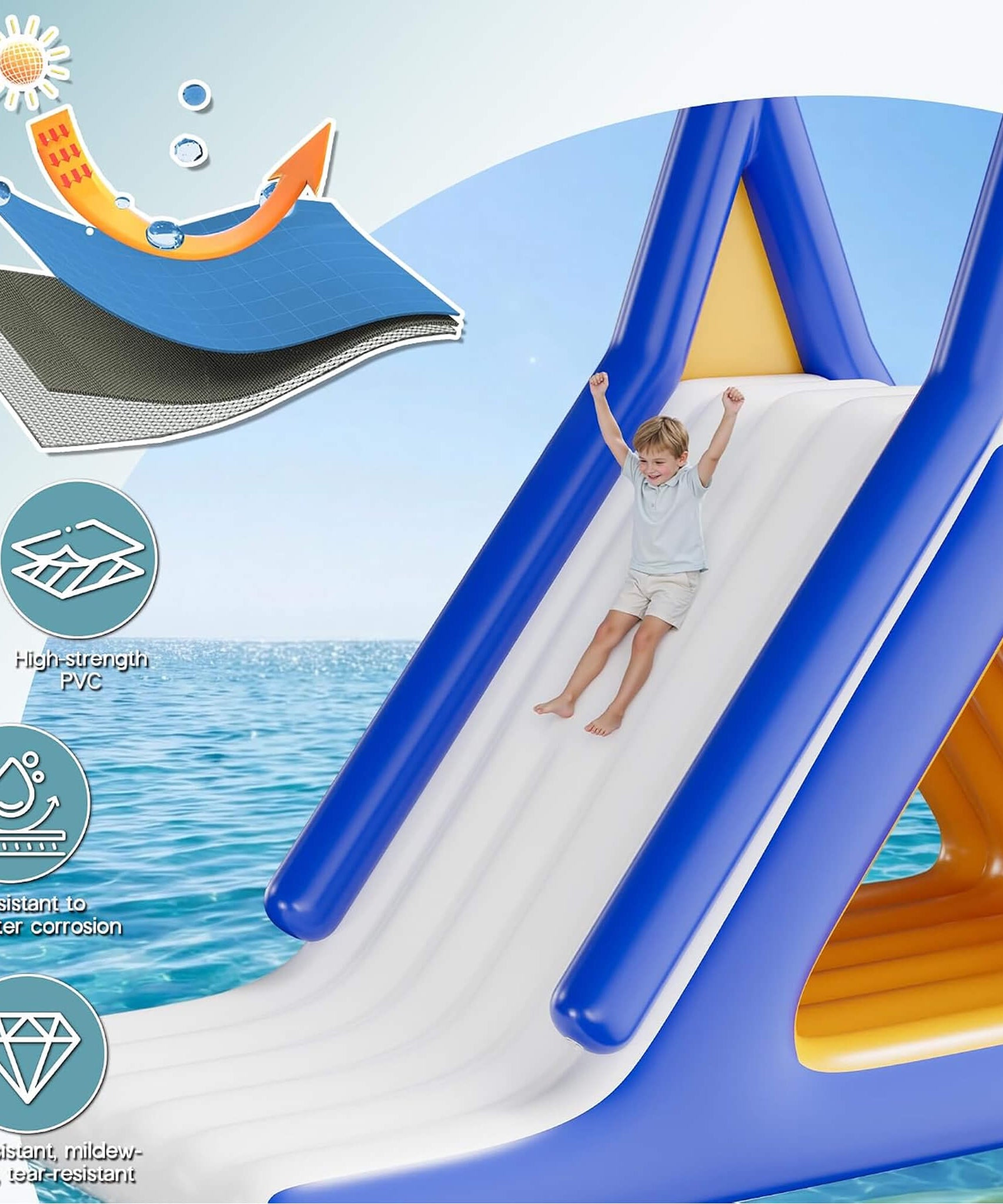 Large 15FT Commercial Inflatable Water Slide With Climbing Handle (SAK98314)