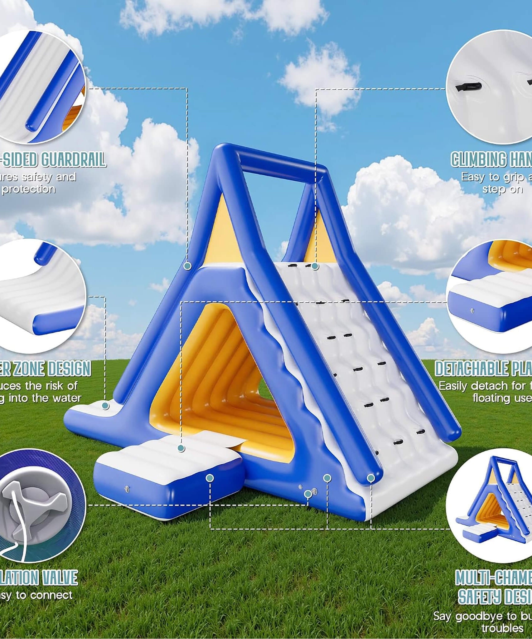 Large 15FT Commercial Inflatable Water Slide With Climbing Handle (SAK98314)