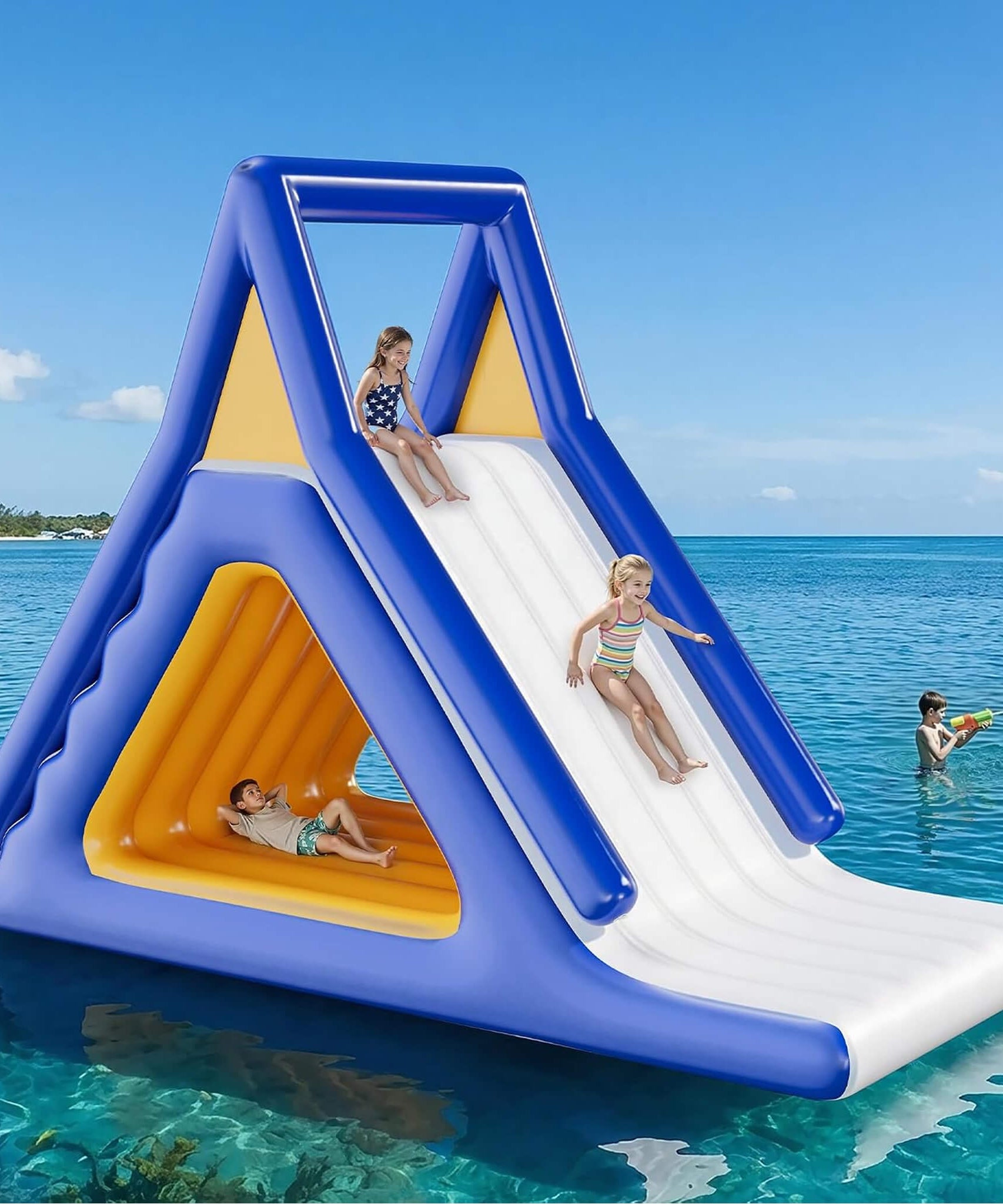 Large 15FT Commercial Inflatable Water Slide With Climbing Handle (SAK98314)