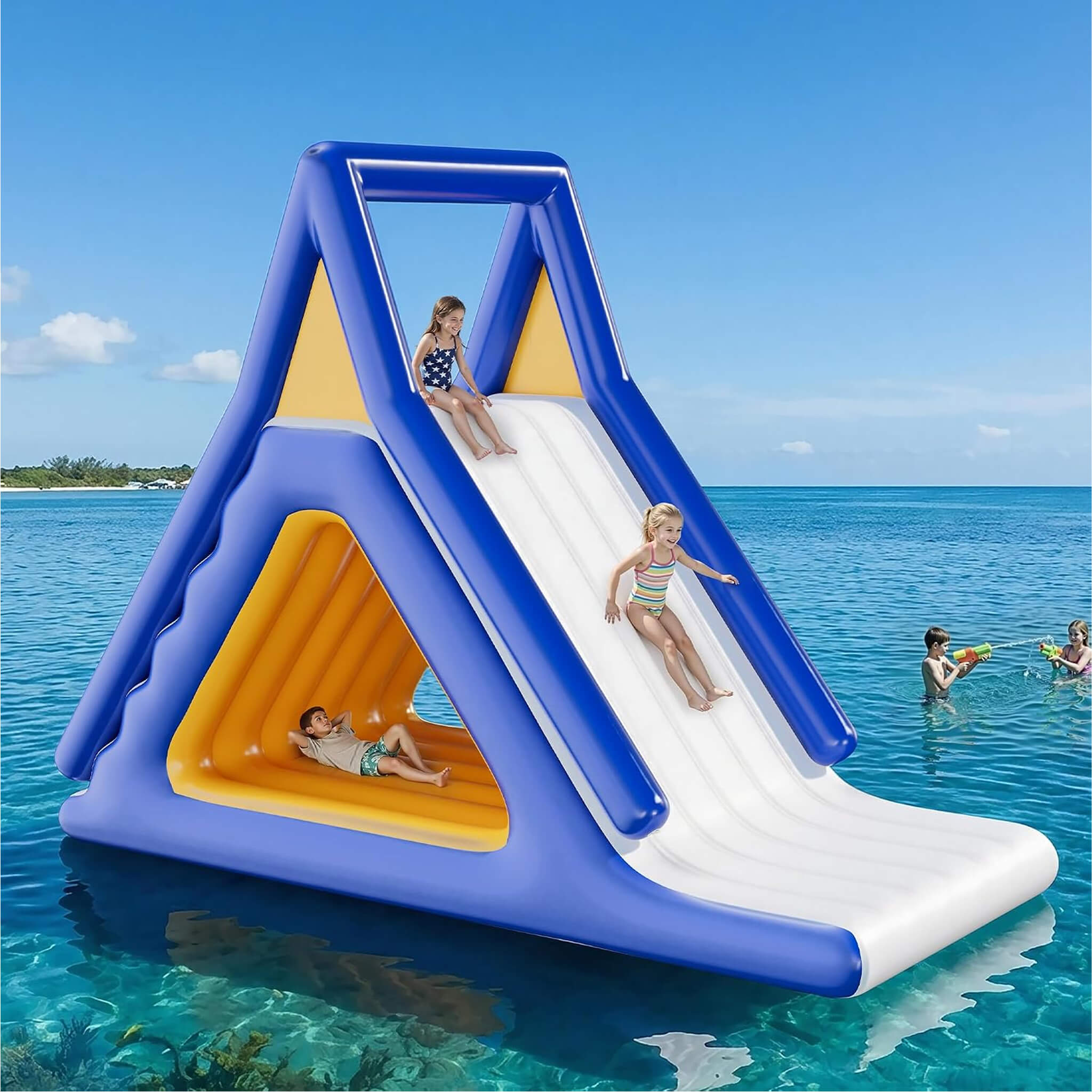 Large 15FT Commercial Inflatable Water Slide With Climbing Handle (SAK98314)
