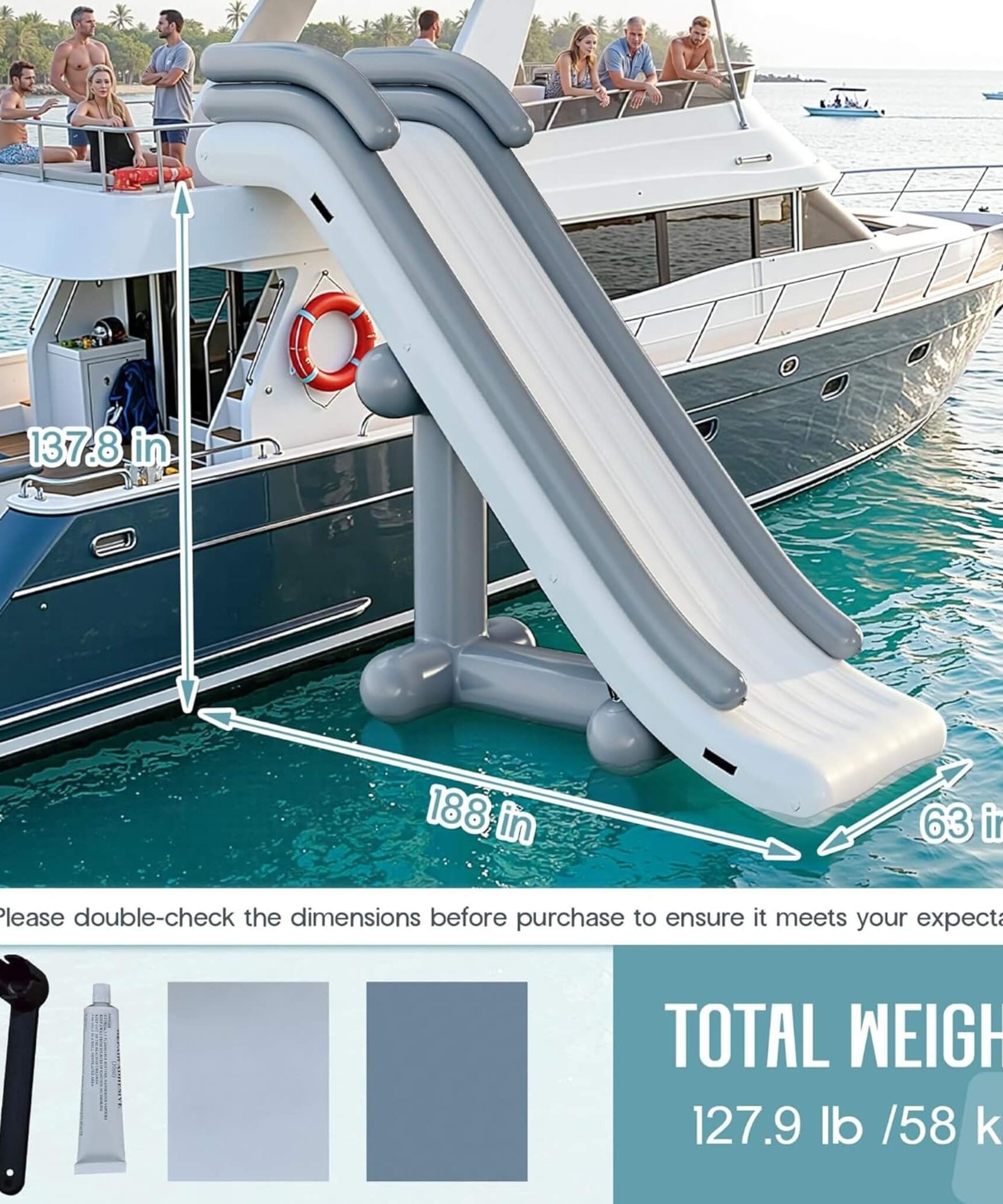 Large 16FT Commercial Inflatable Yacht Water Slide With Pump (SAK48172)