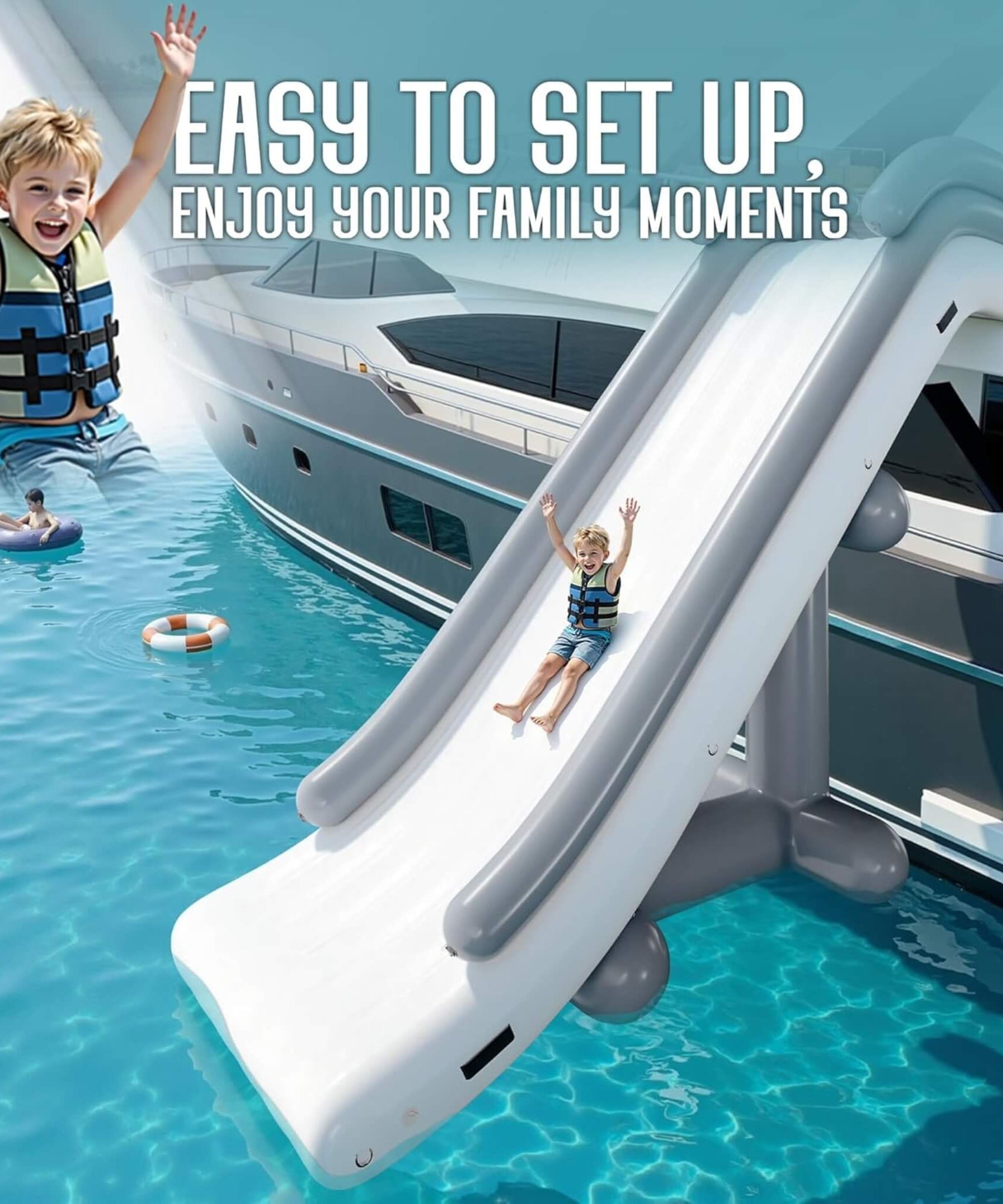 Large 16FT Commercial Inflatable Yacht Water Slide With Pump (SAK48172)
