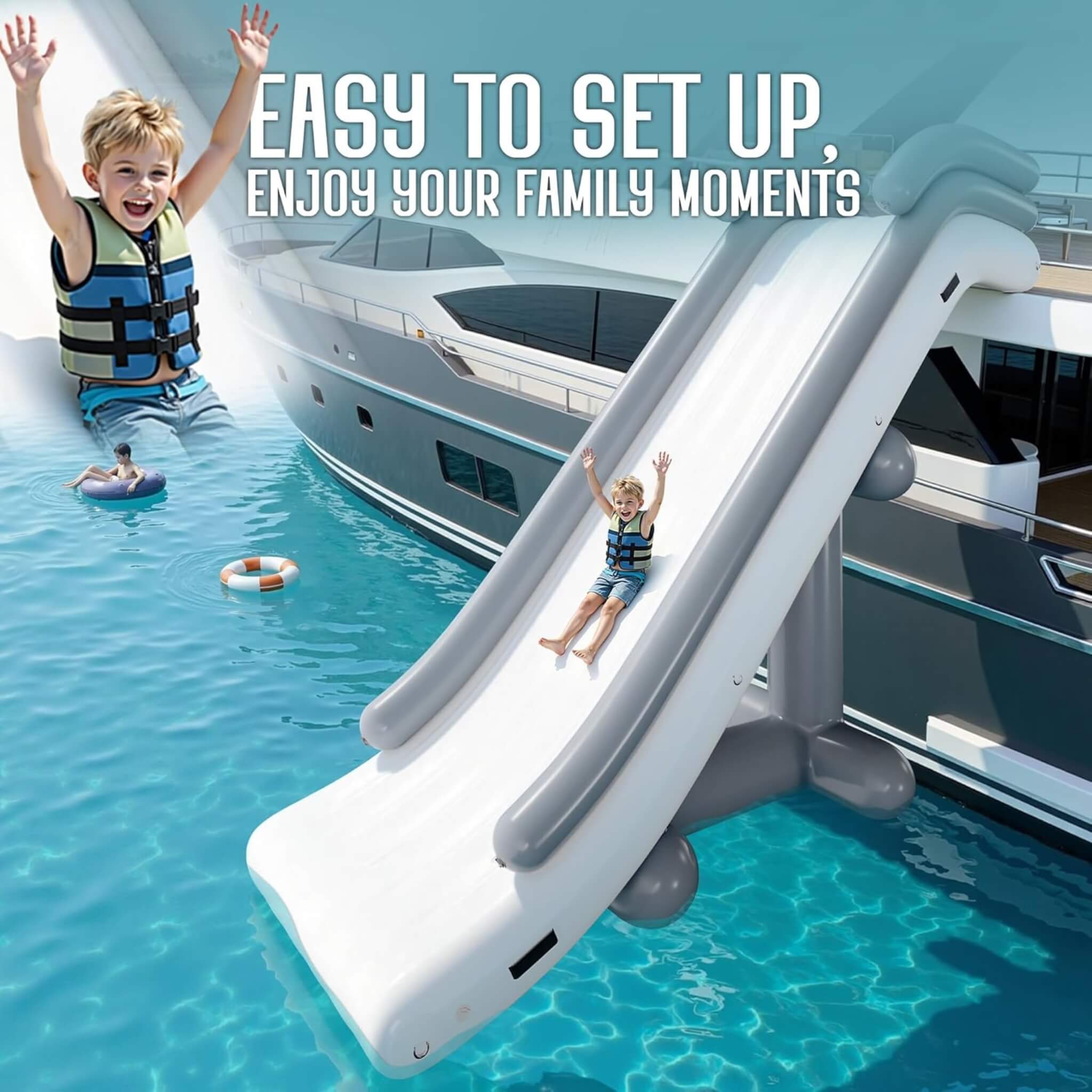 Large 16FT Commercial Inflatable Yacht Water Slide With Pump (SAK48172)