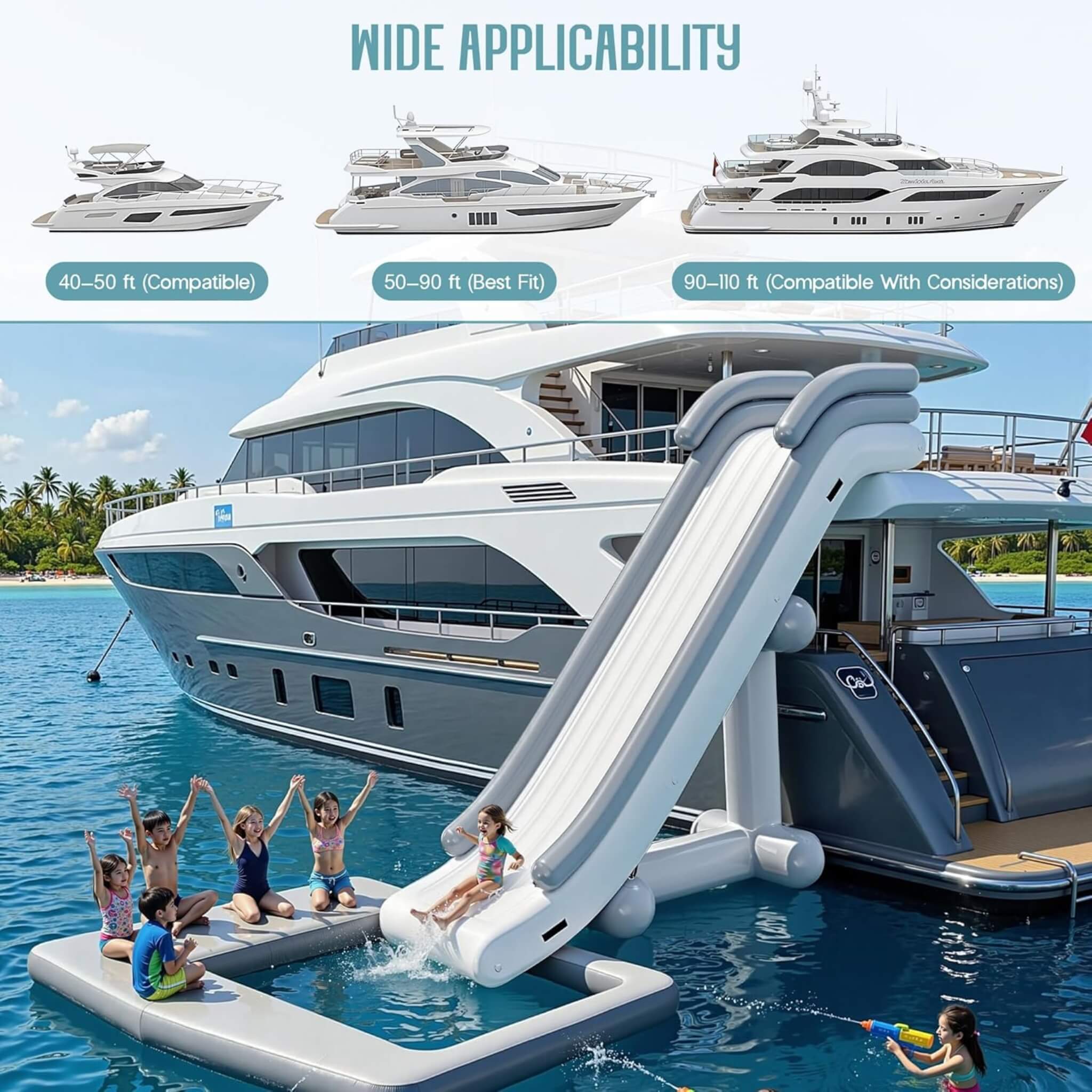 Large 16FT Commercial Inflatable Yacht Water Slide With Pump (SAK48172)