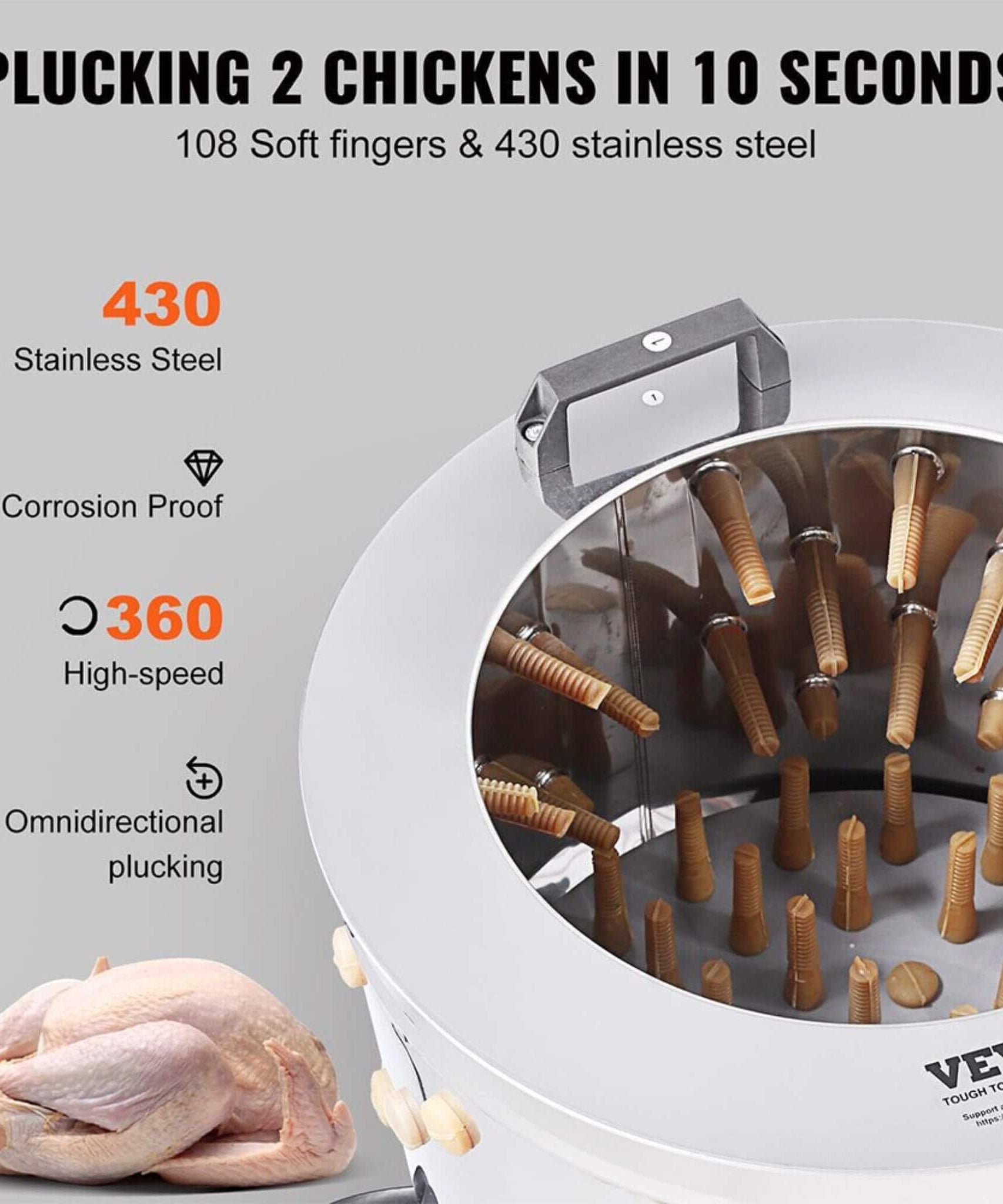Large 20-Inch Heavy-Duty Chicken Defeathering Plucker Machine (SAK35879)