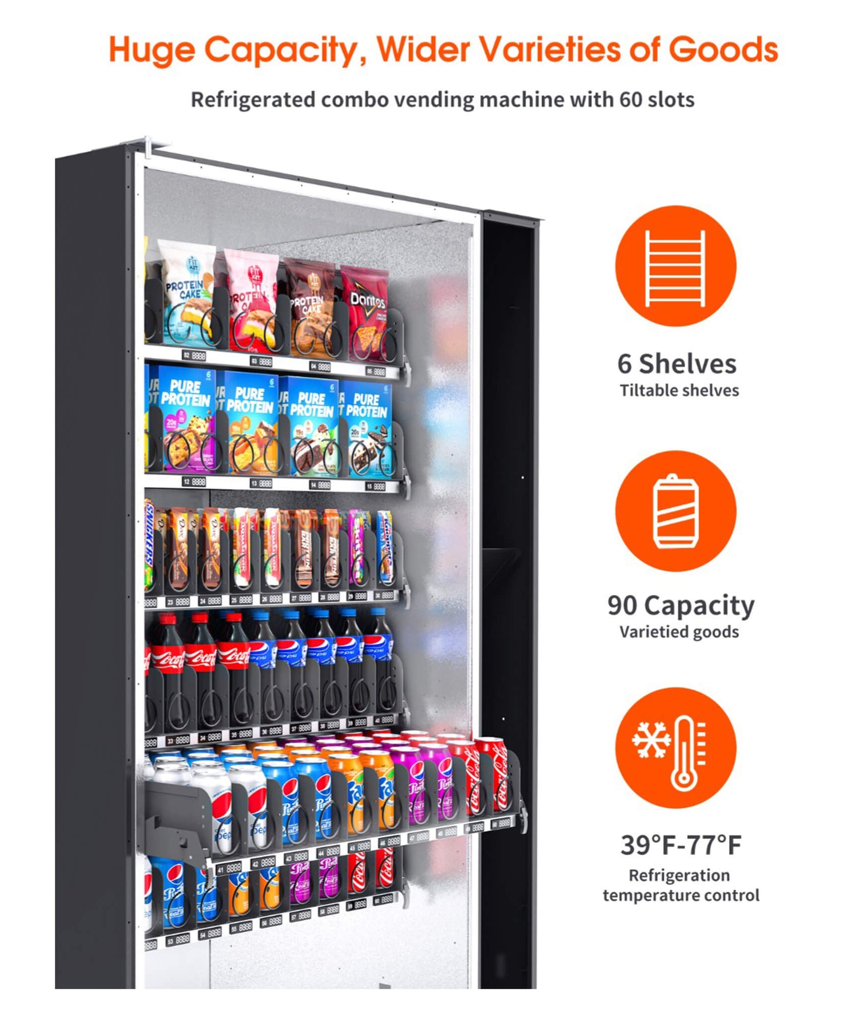 Large 60-Slot Commercial Snack And Drink Refrigerated Combo Vending Machine (SAK58735)