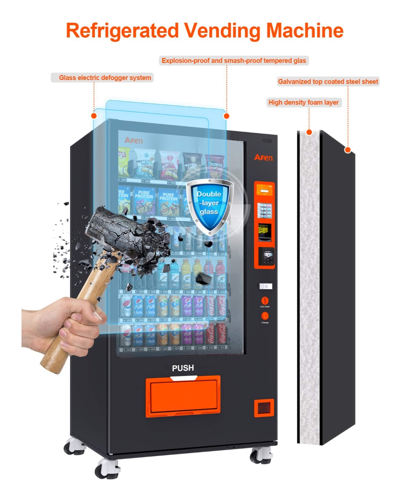 Large 60-Slot Commercial Snack And Drink Refrigerated Combo Vending Machine (SAK58735)