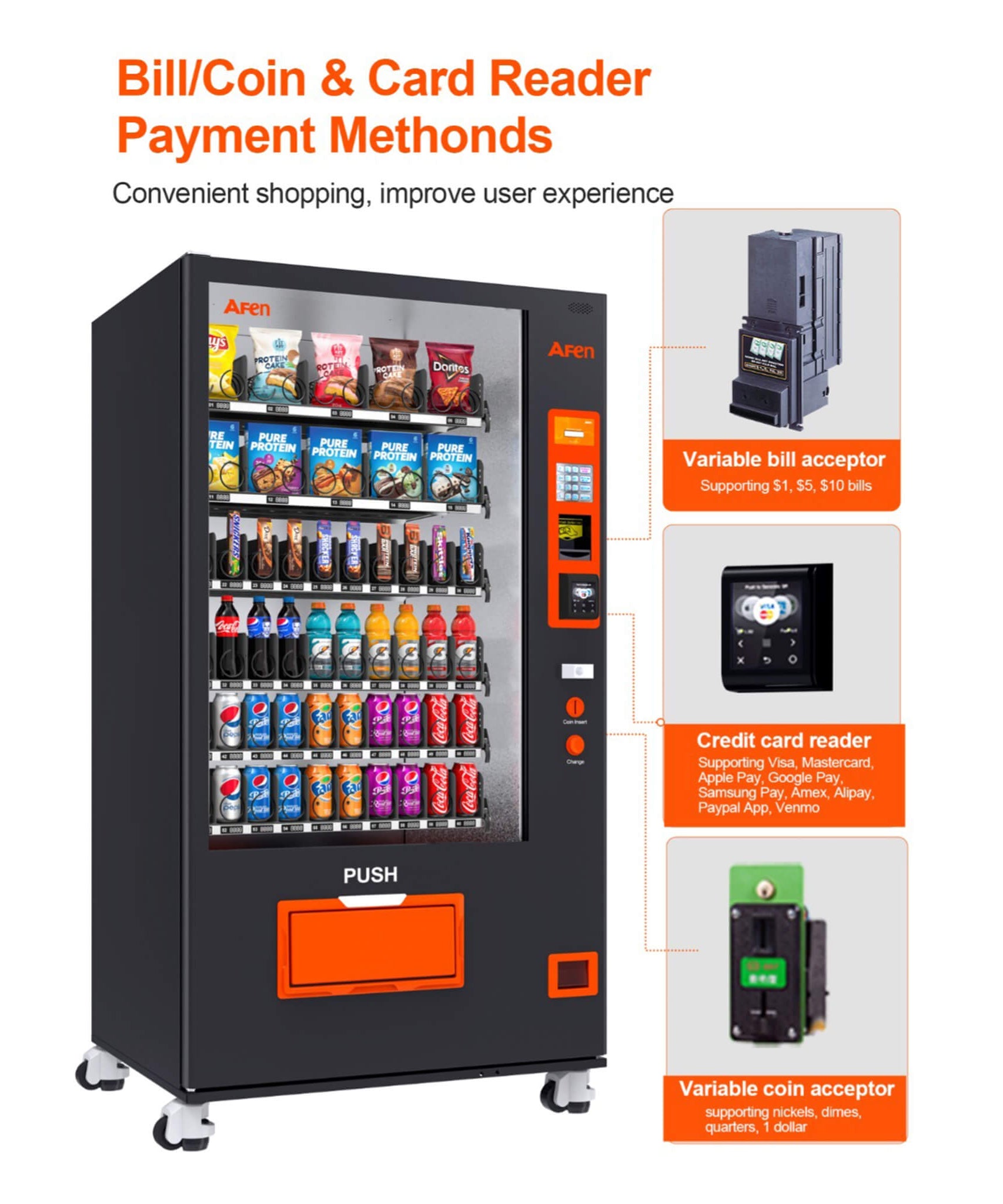 Large 60-Slot Commercial Snack And Drink Refrigerated Combo Vending Machine (SAK58735)