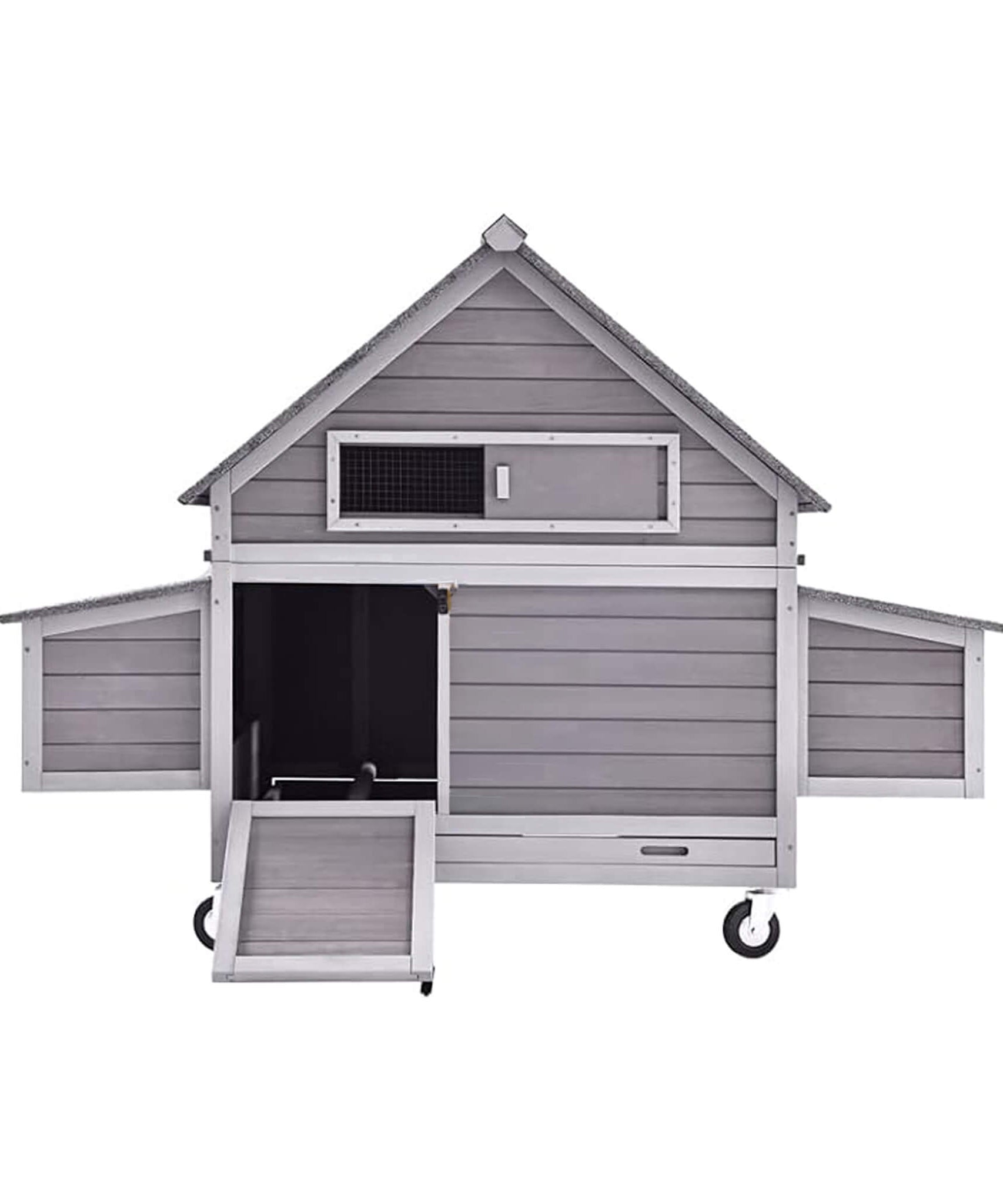 Large 63-Inch Movable Wooden Hen House With Wheels And Nesting Box (SAK50791)
