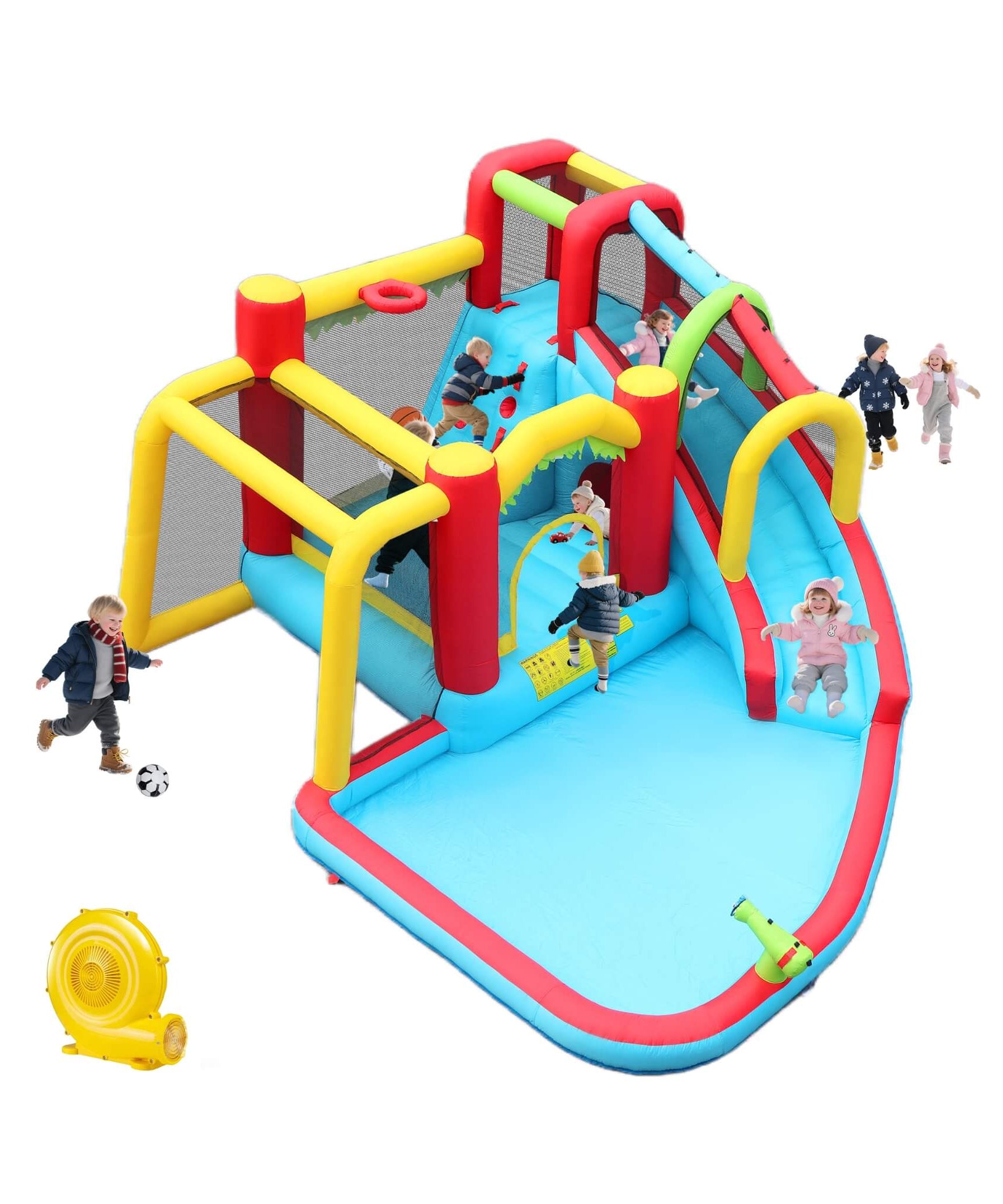 Large 7-In-1 Inflatable Water Slide Bouncer Pool With Climbing Wall (SAK60841)