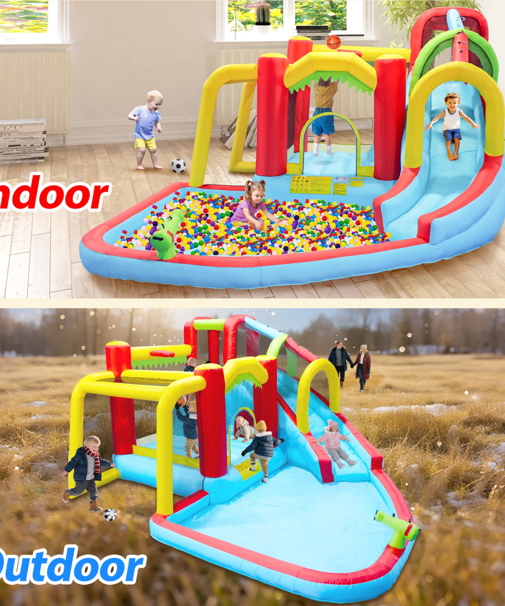 Large 7-In-1 Inflatable Water Slide Bouncer Pool With Climbing Wall (SAK60841)
