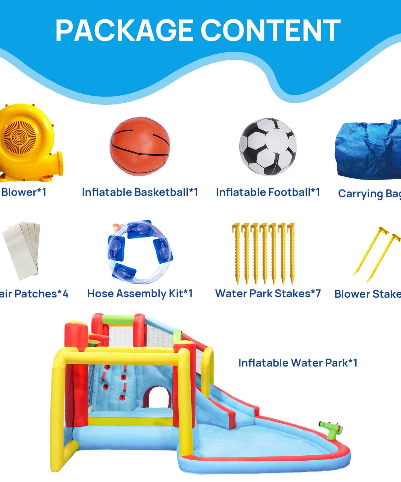 Large 7-In-1 Inflatable Water Slide Bouncer Pool With Climbing Wall (SAK60841)