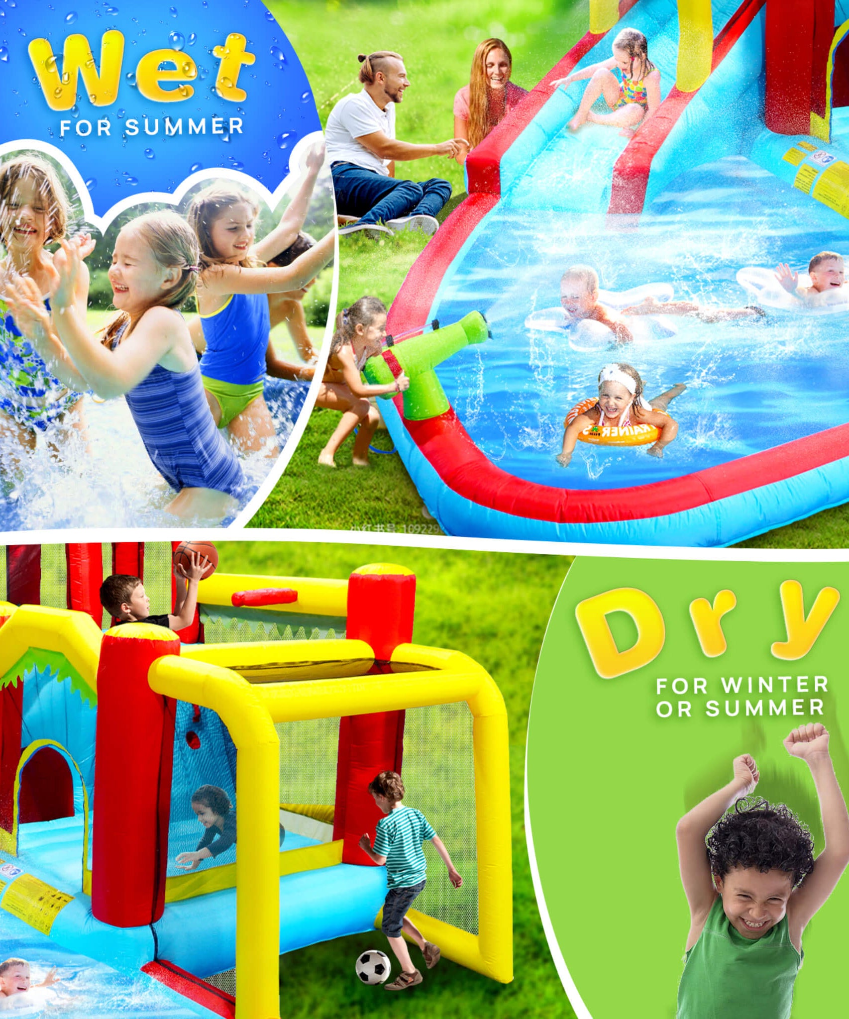 Large 7-In-1 Inflatable Water Slide Bouncer Pool With Climbing Wall (SAK60841)