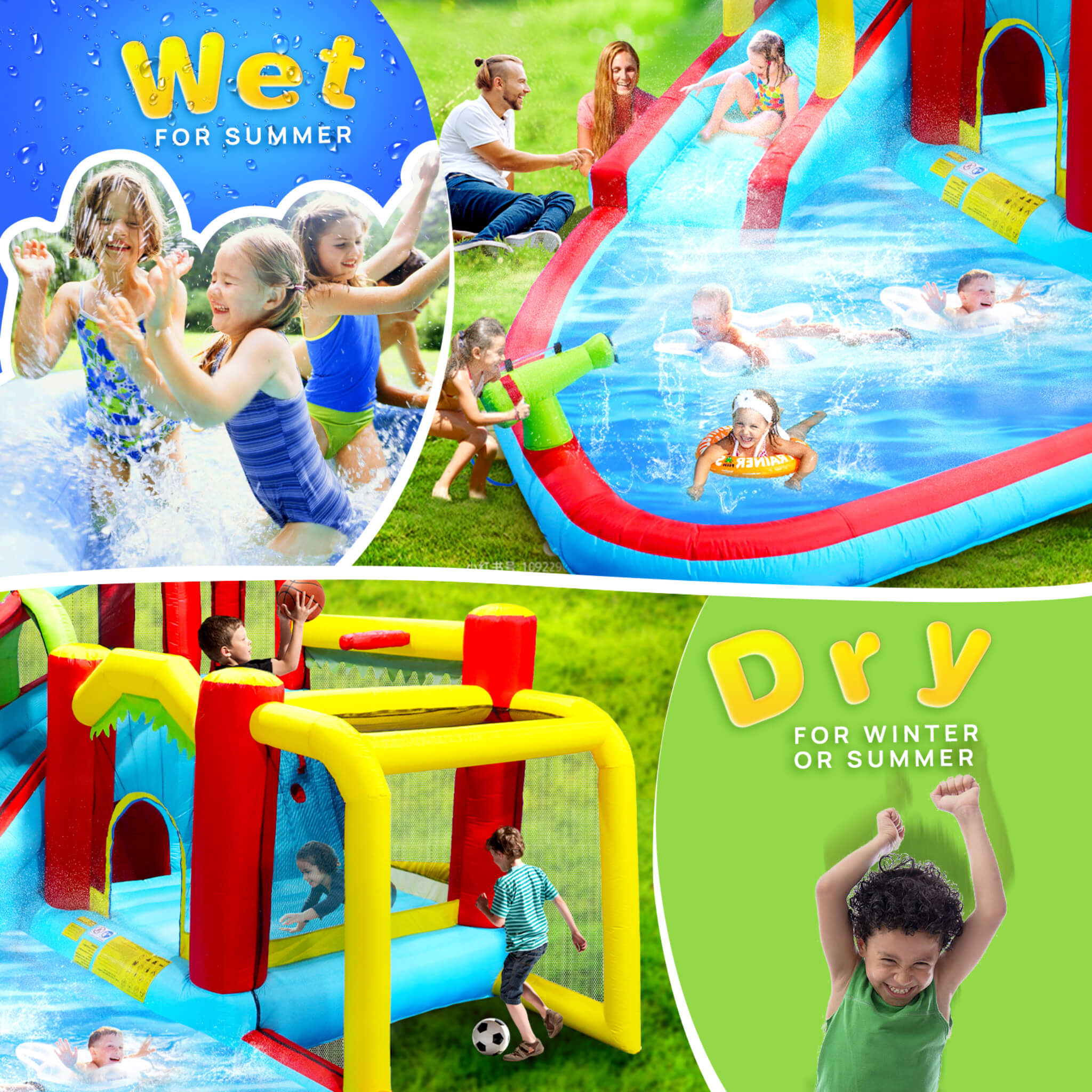 Large 7-In-1 Inflatable Water Slide Bouncer Pool With Climbing Wall (SAK60841)