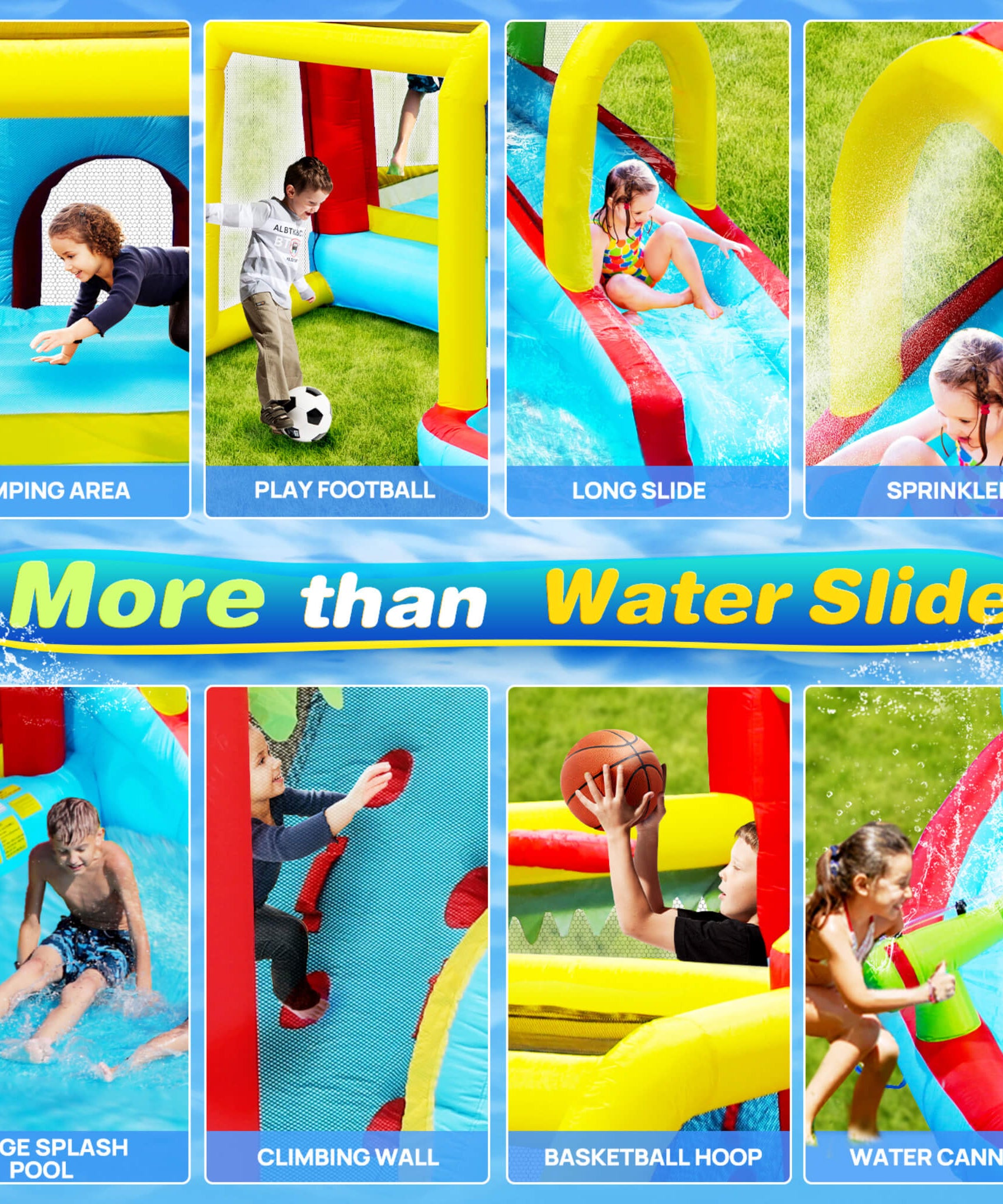 Large 7-In-1 Inflatable Water Slide Bouncer Pool With Climbing Wall (SAK60841)
