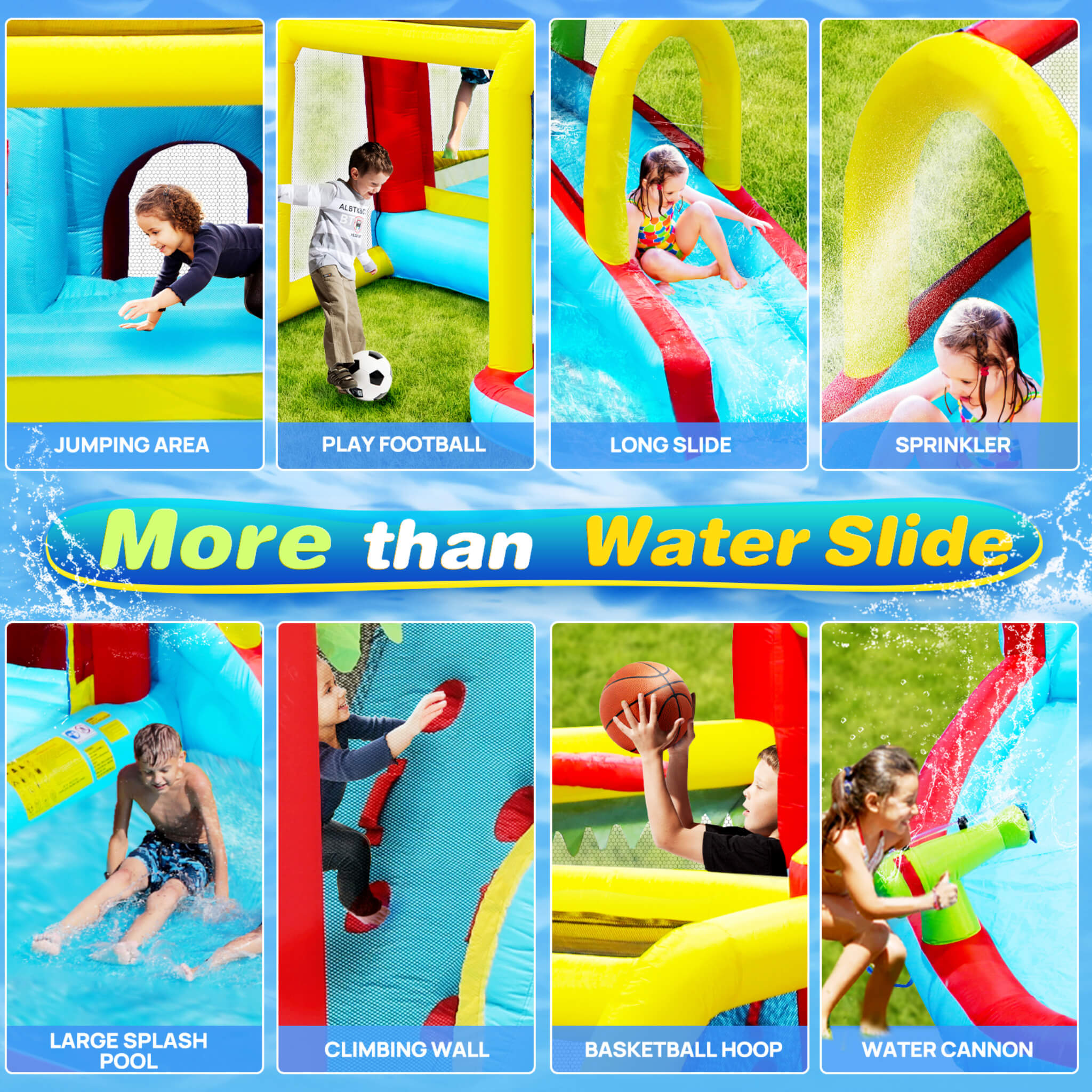 Large 7-In-1 Inflatable Water Slide Bouncer Pool With Climbing Wall (SAK60841)