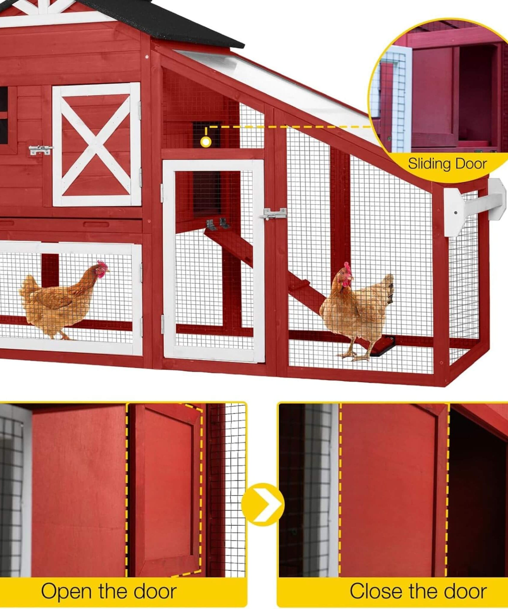 Large 73-Inch Portable Chicken Coop With Wheels And Nesting Box (SAK27495)