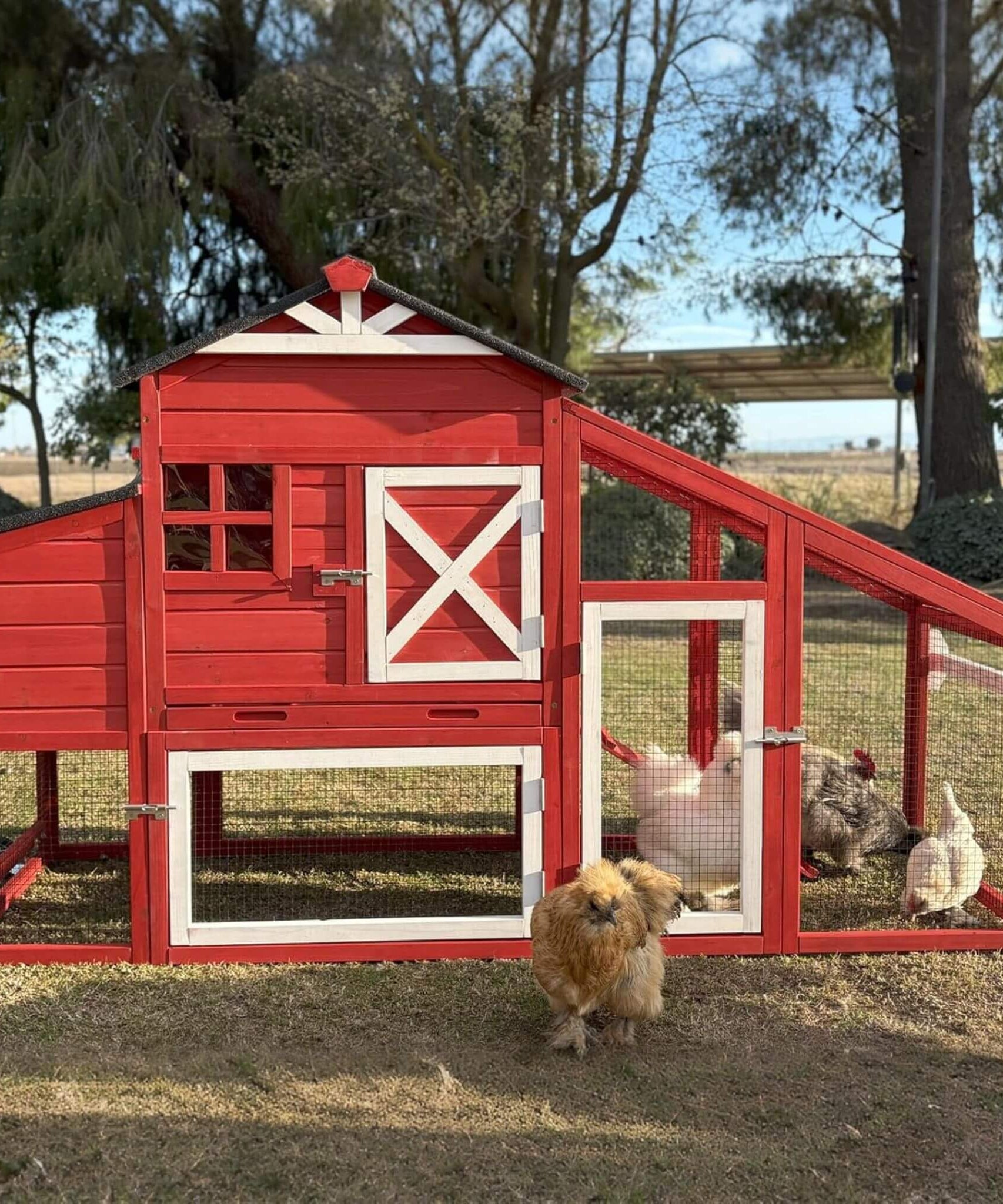 Large 73-Inch Portable Chicken Coop With Wheels And Nesting Box (SAK27495)