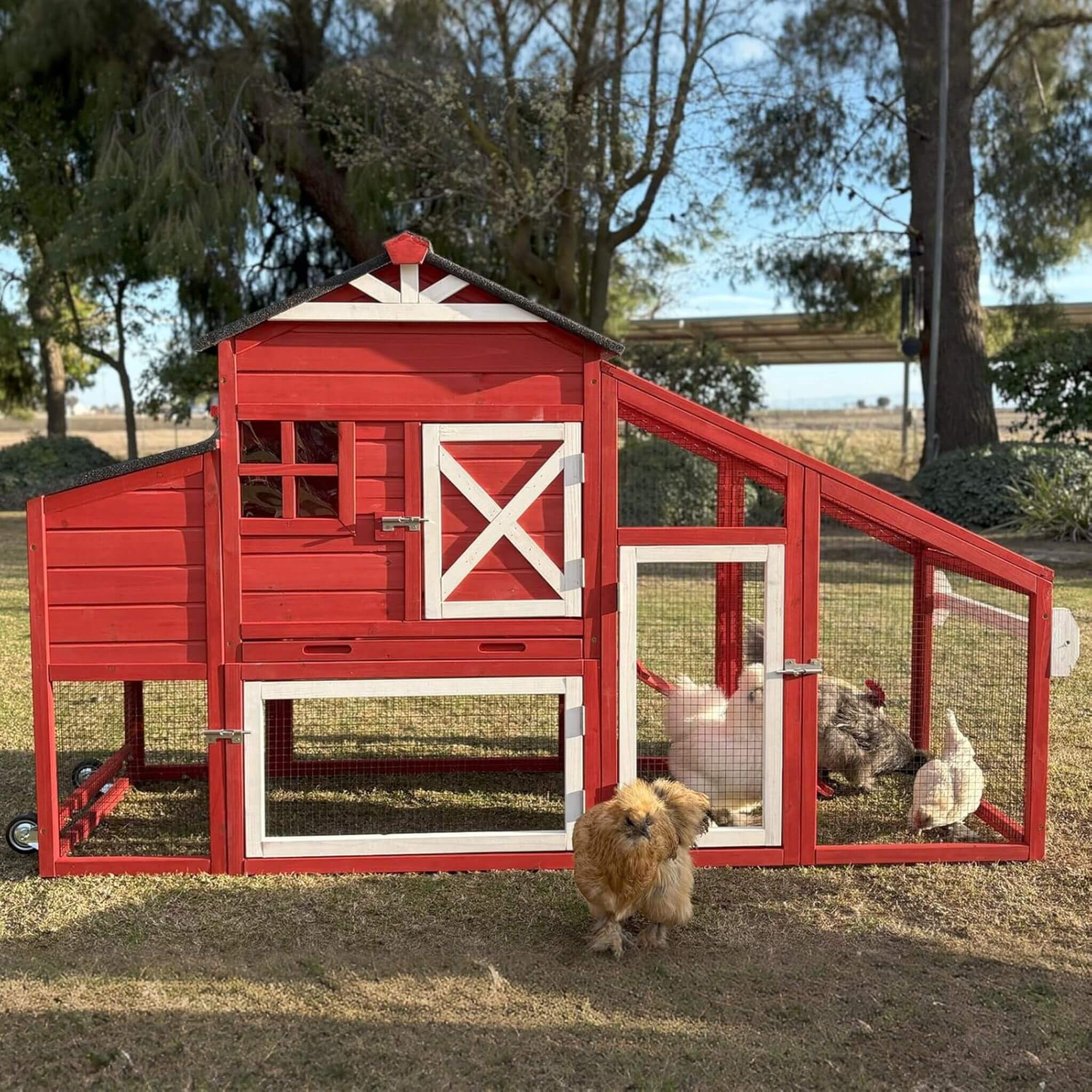 Large 73-Inch Portable Chicken Coop With Wheels And Nesting Box (SAK27495)