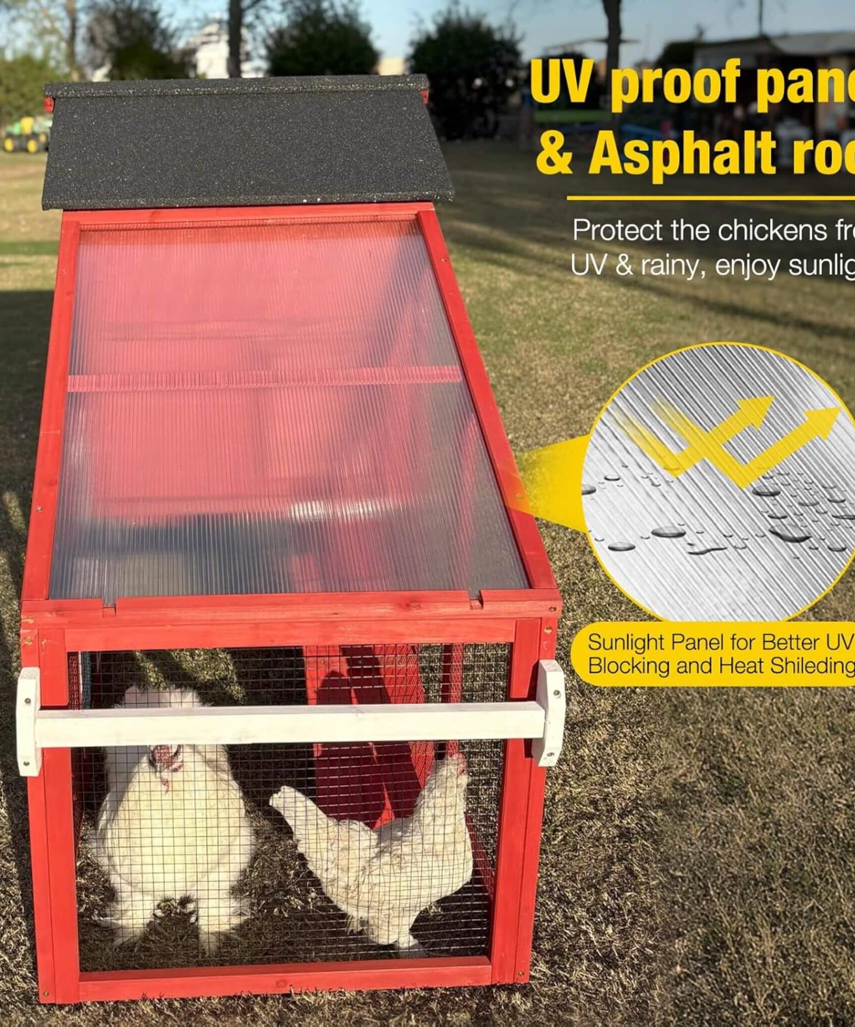 Large 73-Inch Portable Chicken Coop With Wheels And Nesting Box (SAK27495)