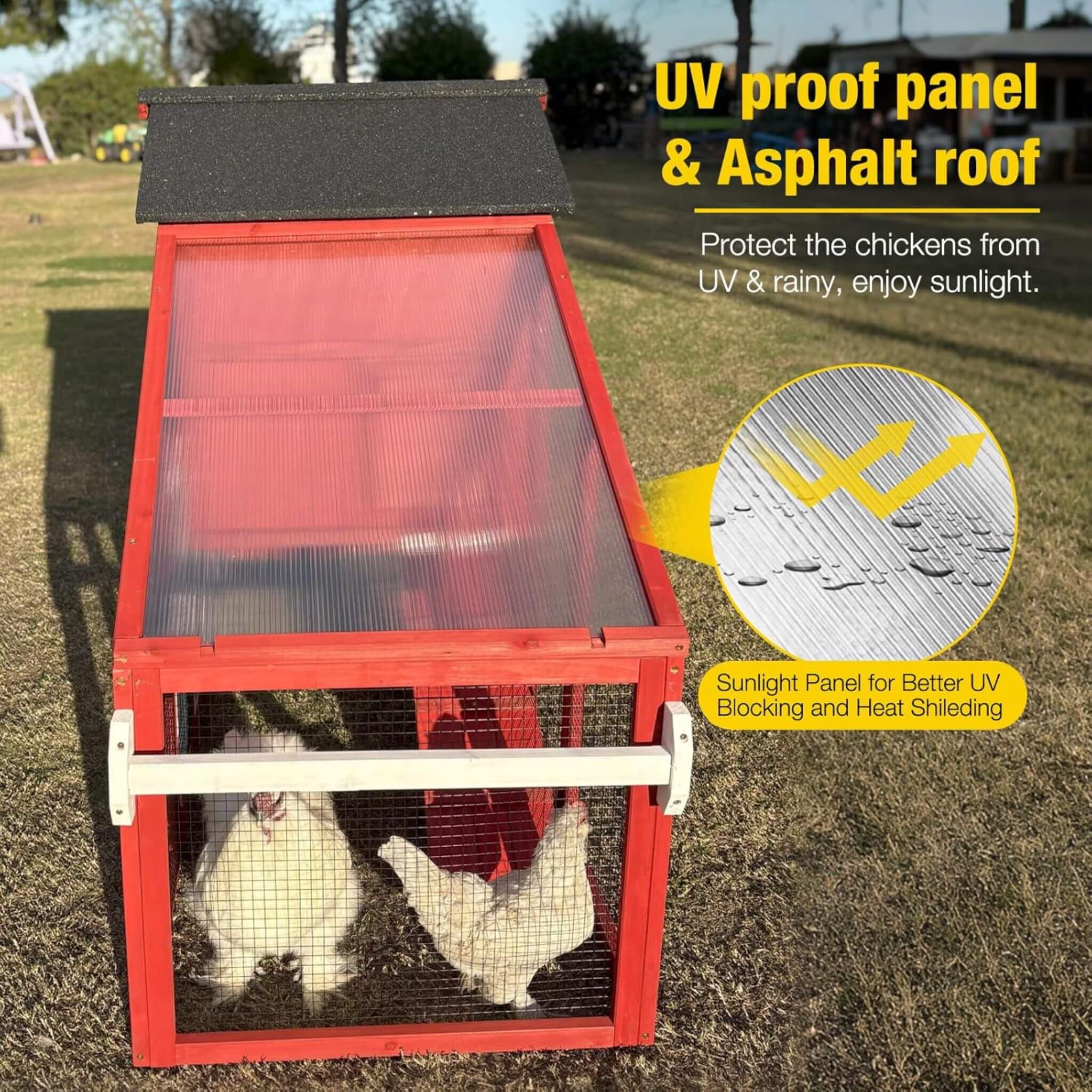 Large 73-Inch Portable Chicken Coop With Wheels And Nesting Box (SAK27495)