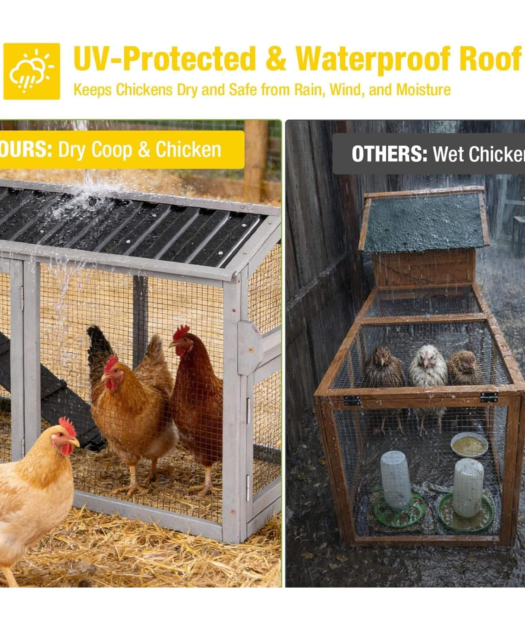 Large 83-Inch Mobile Chicken Coop With Wheels And Nesting Box [4-6 Chickens] (SAK81360)