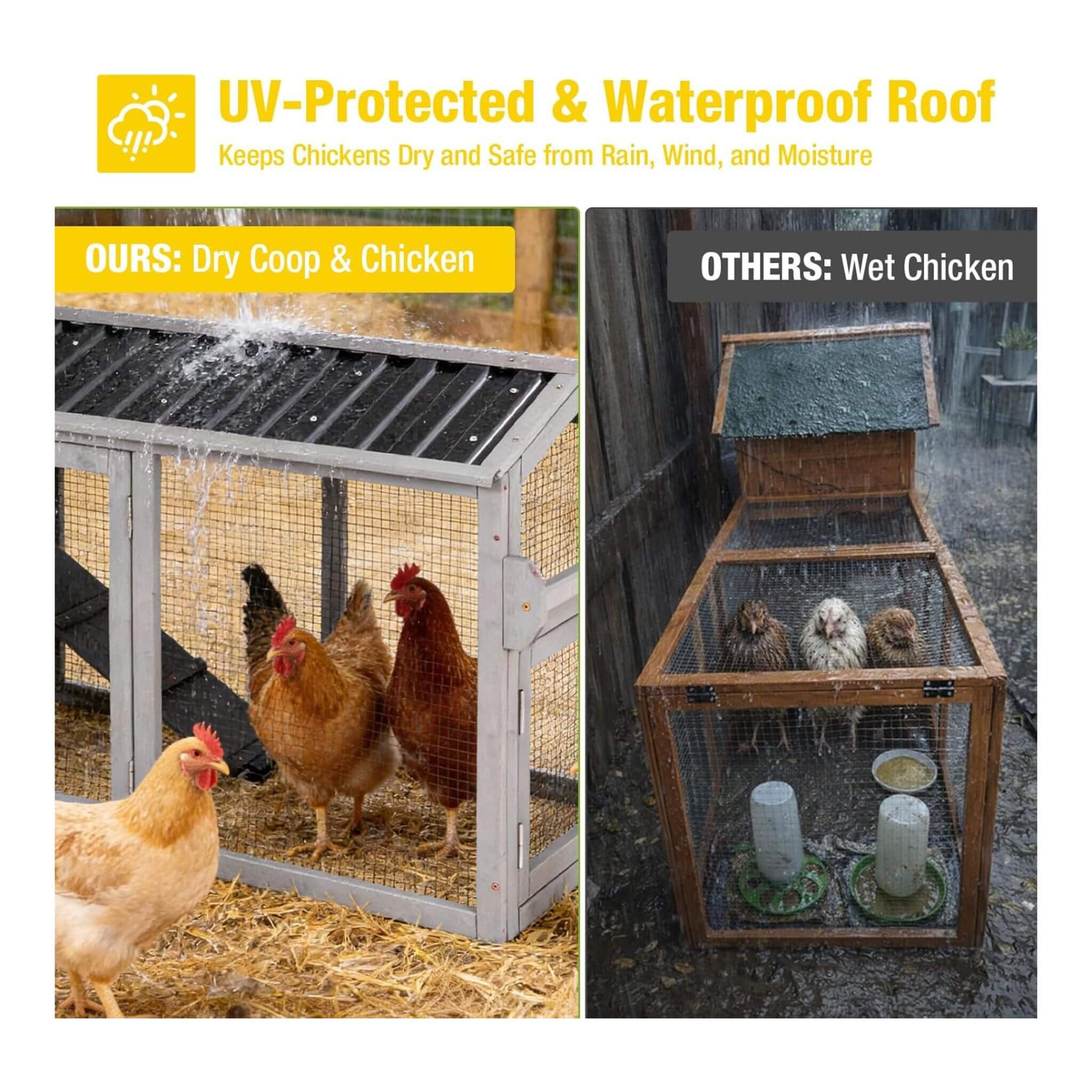 Large 83-Inch Mobile Chicken Coop With Wheels And Nesting Box [4-6 Chickens] (SAK81360)