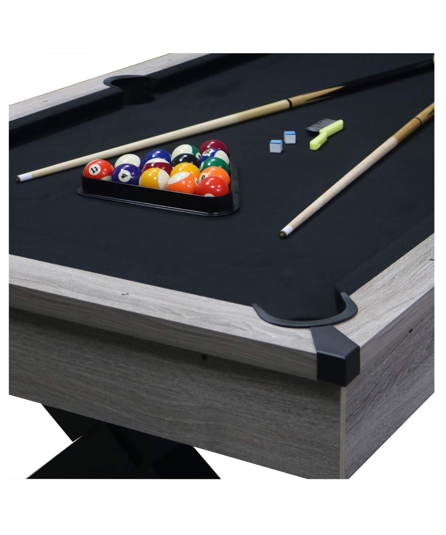 Large 84-Inch Rustic Gray Pool Table With Cues, Balls And X-Legs (SAK54361)