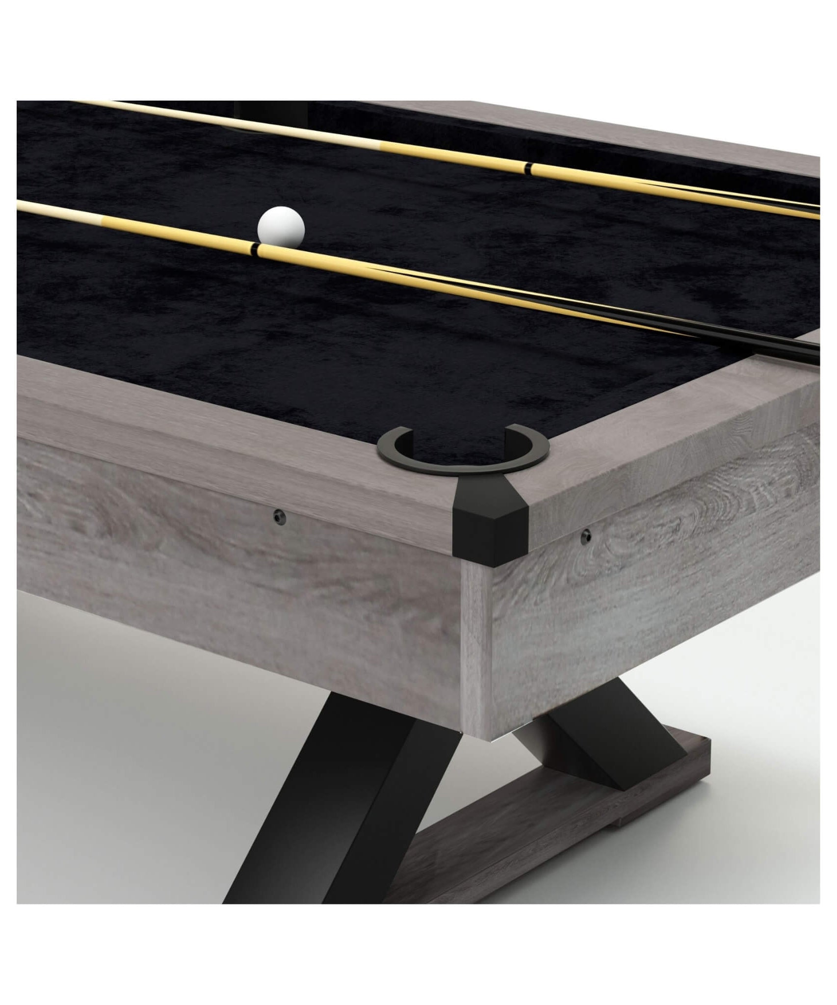 Large 84-Inch Rustic Gray Pool Table With Cues, Balls And X-Legs (SAK54361)