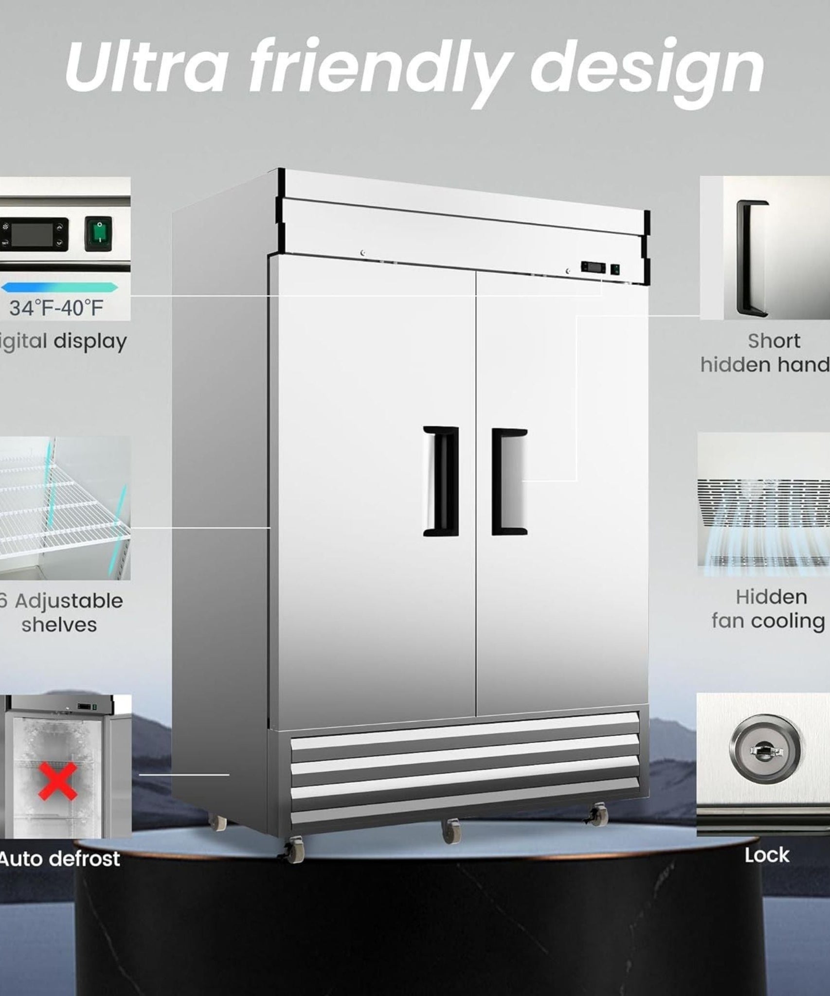 Large Commercial 49 Cu.Ft 2-Door Stainless Steel Reach-In Refrigerator With OmniSmart Temperature Control (SAK54160)