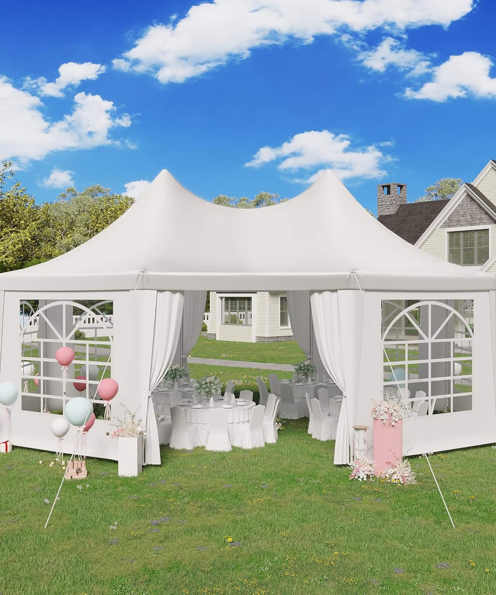 Large Heavy-Duty Customizable Party Tent With Sidewalls And Windows (SAK72615)