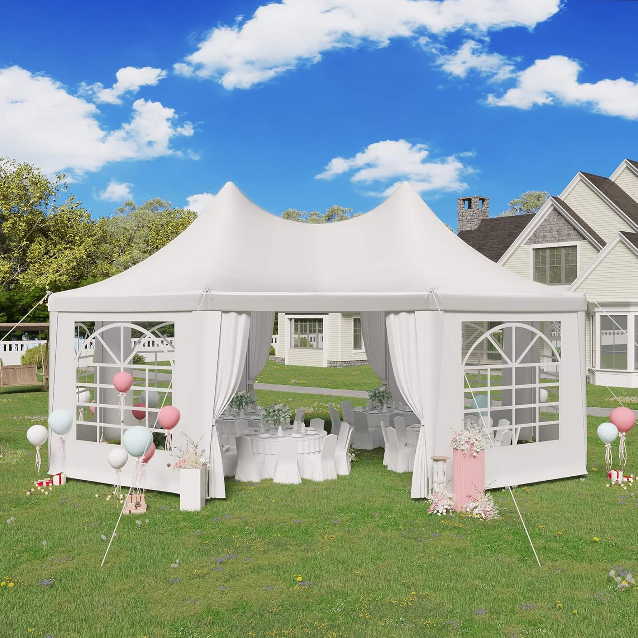 Large Heavy-Duty Customizable Party Tent With Sidewalls And Windows (SAK72615)